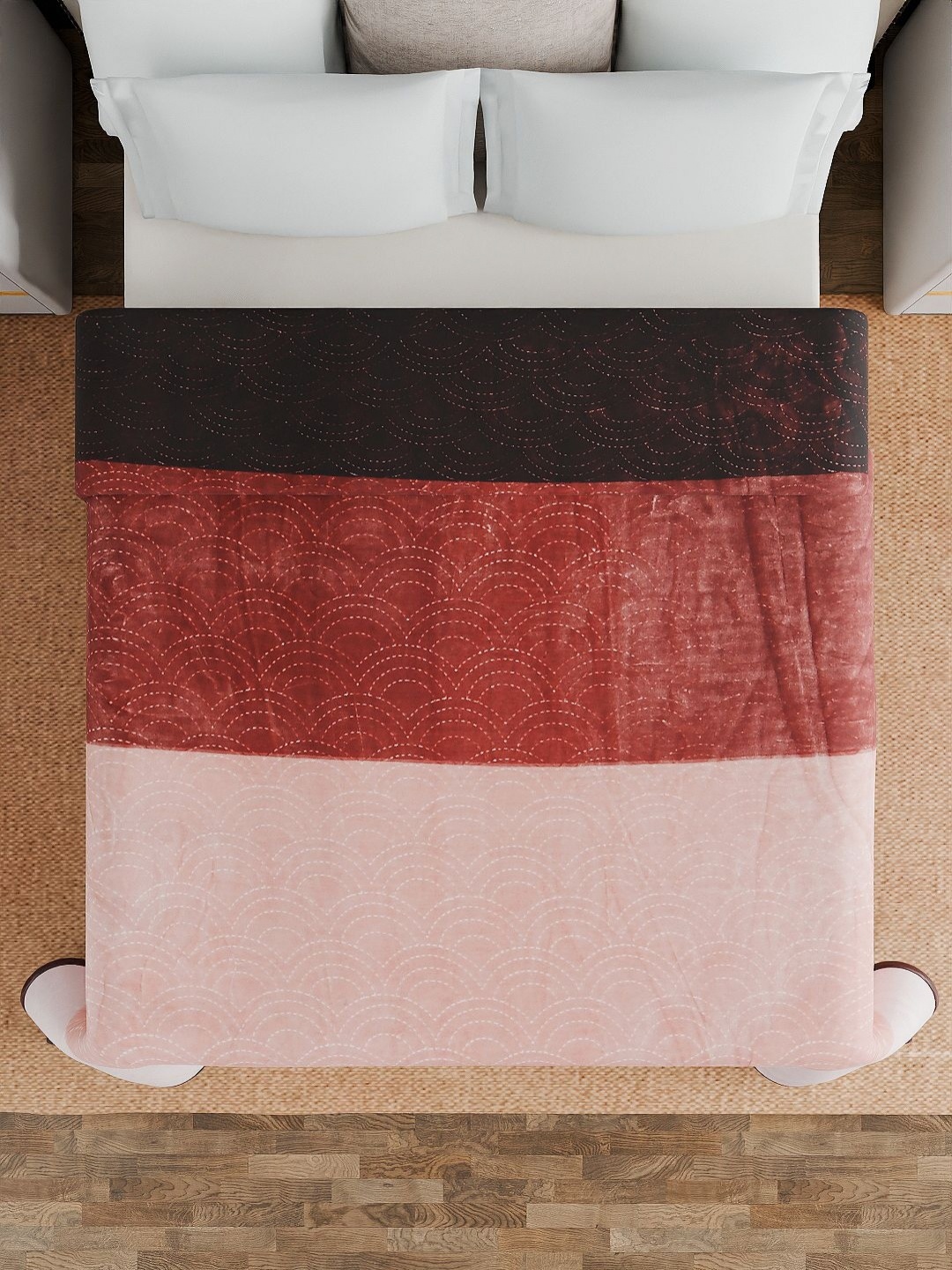 

Aura Red & Pink Striped Mink Heavy Winter Double Bed Blanket
