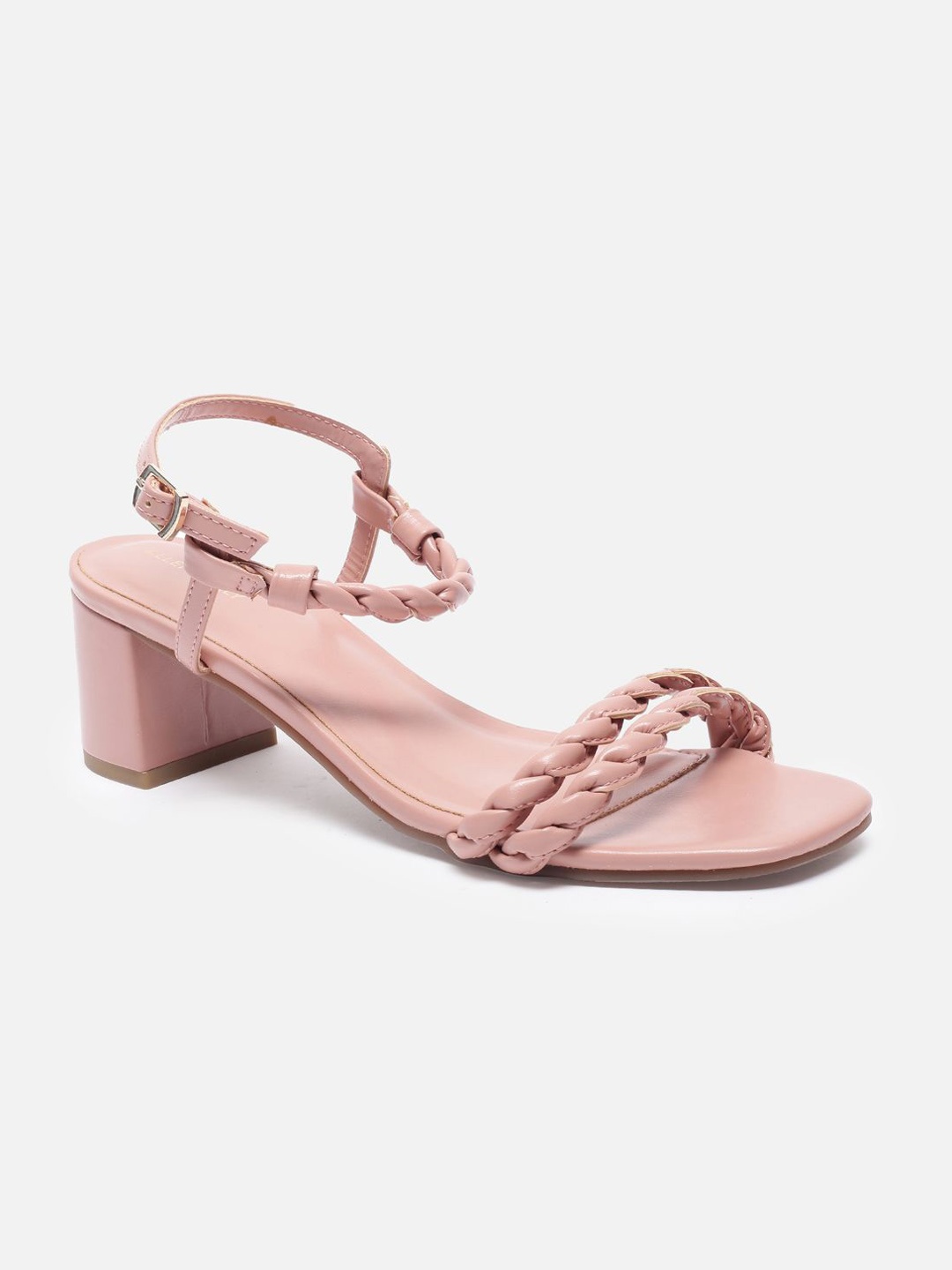 

Allen Solly Woman Textured Leather Block Sandals, Pink