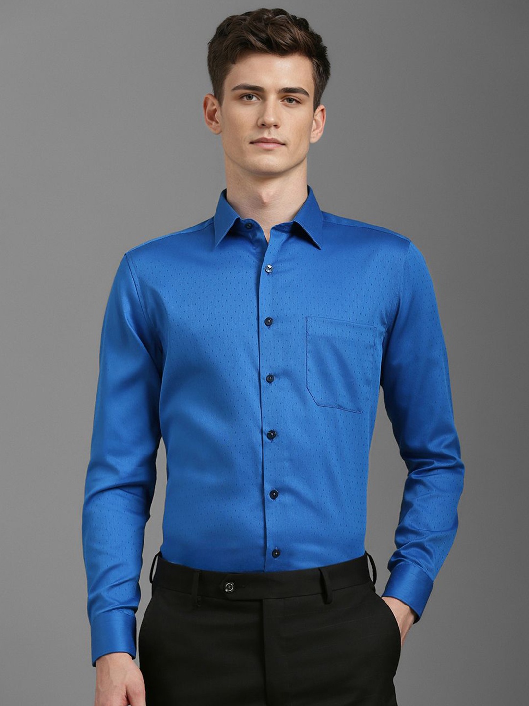 

Louis Philippe Men Slim Fit Opaque Formal Shirt, Blue