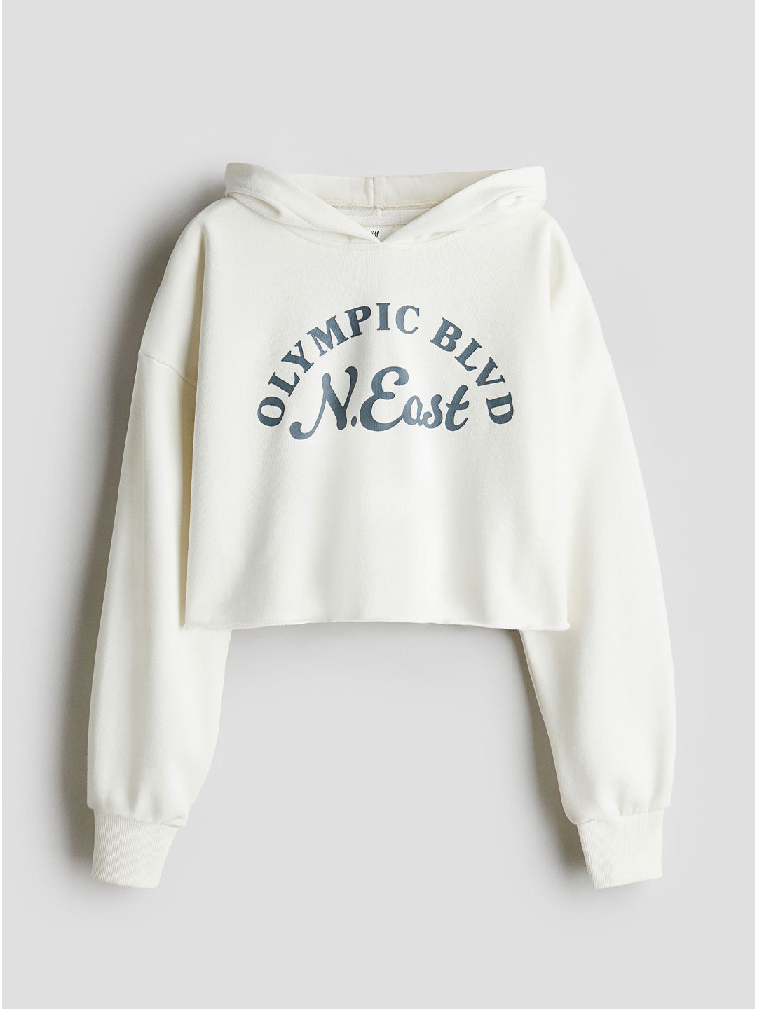 

H&M Girls Printed Cropped Hoodie, White