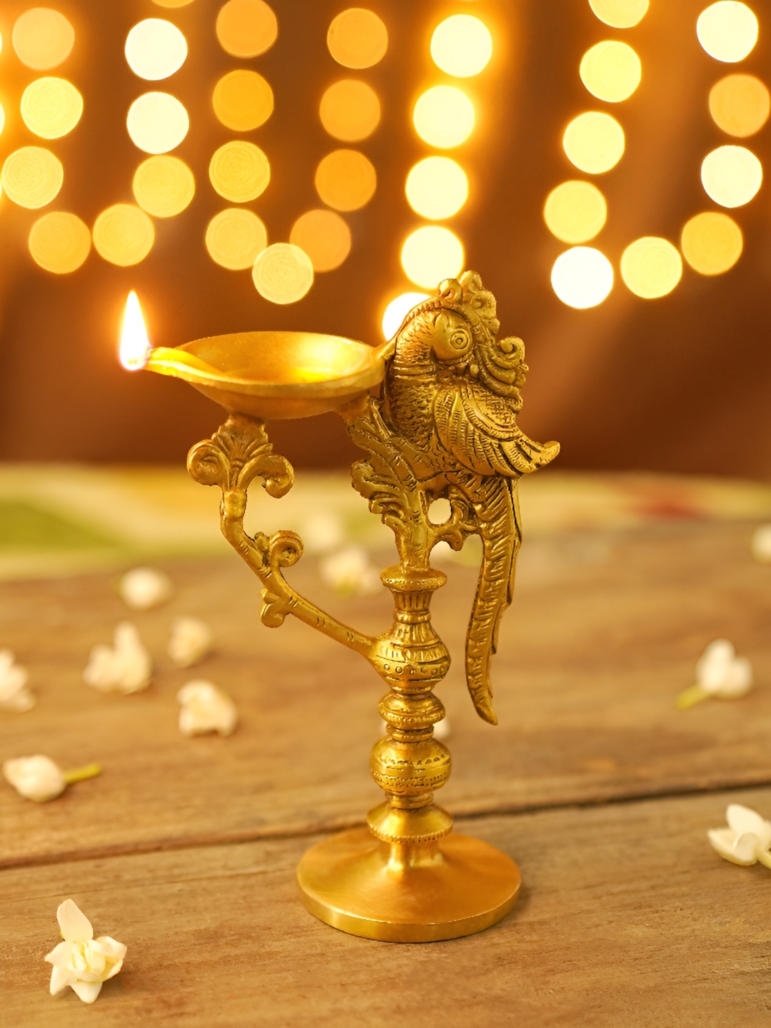 

JAYPORE Antique Gold Brass Candle Stand