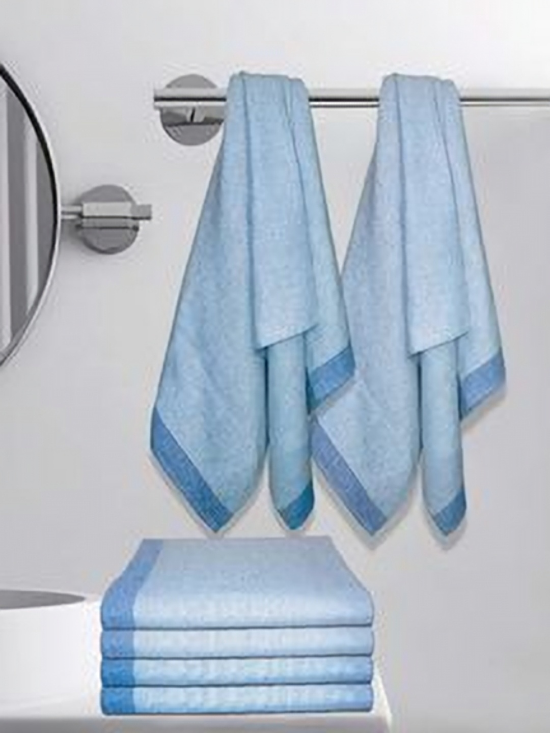 

Aura Blue & Navy Blue 5 Cotton 210 GSM Bath Towel