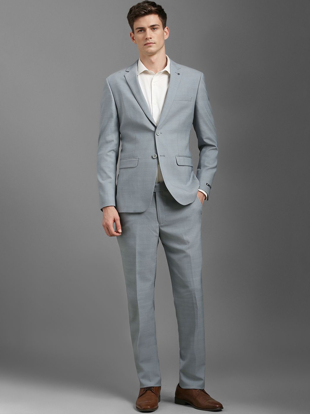 

Louis Philippe Slim-Fit Single-Breasted Two Piece Suit, Grey