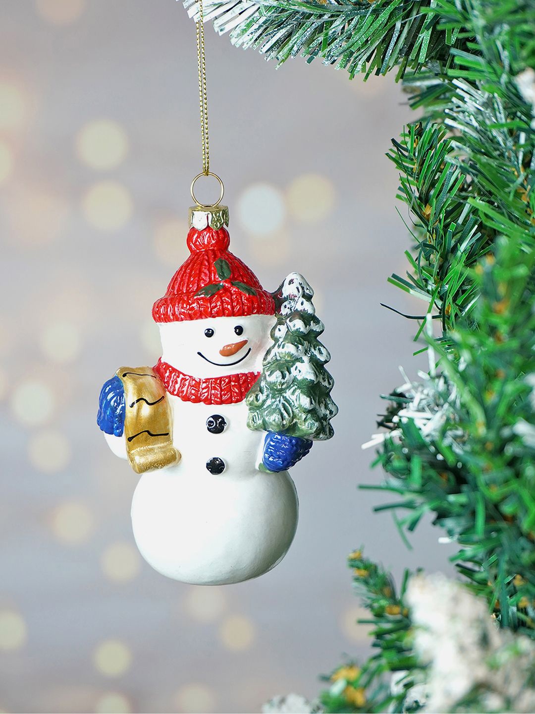 

Little Surprise Box LLP White & Red Textured Snowman Festive Decor