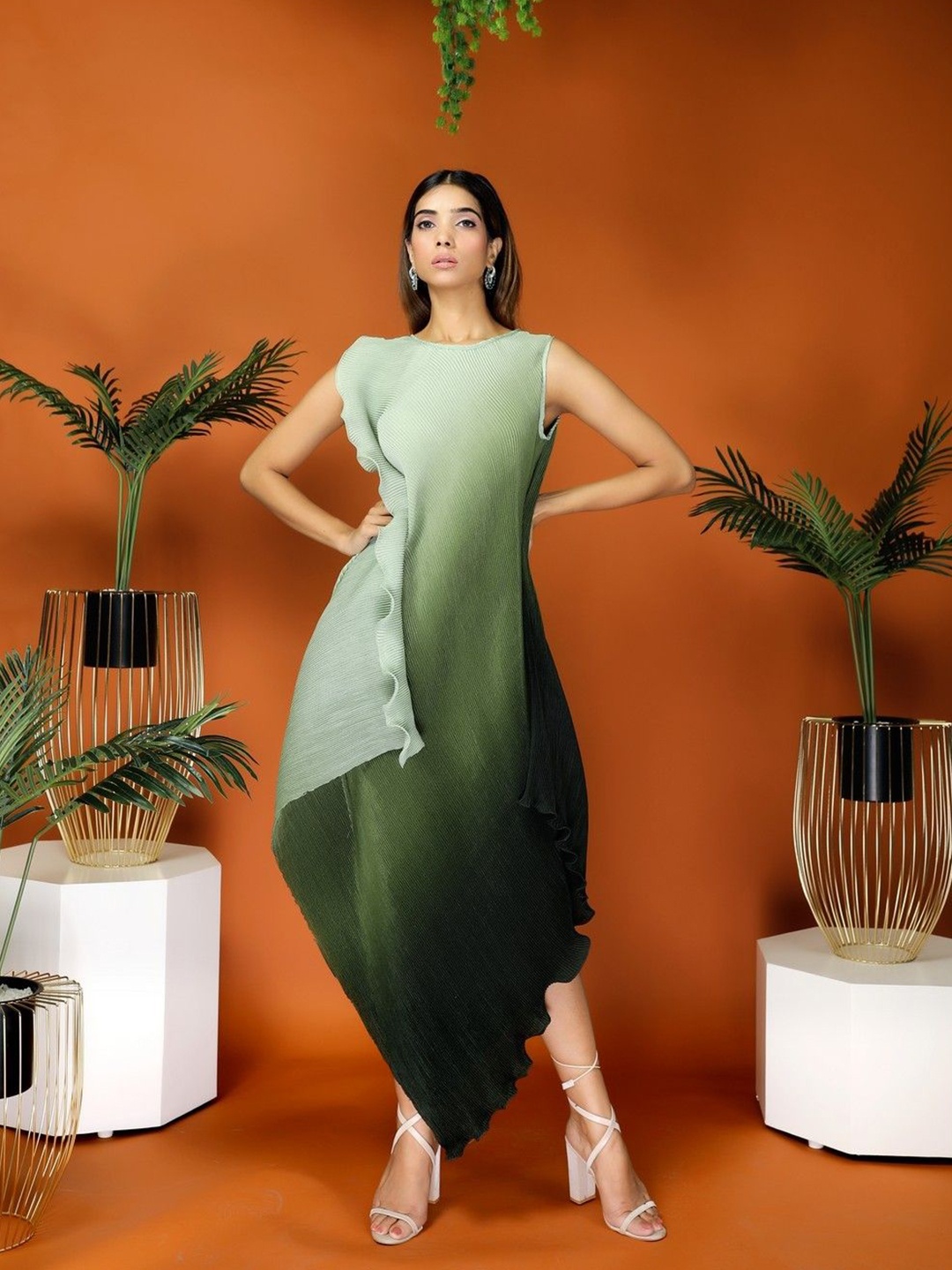 

KINA Tie and Dye Crepe Maxi Dress, Green