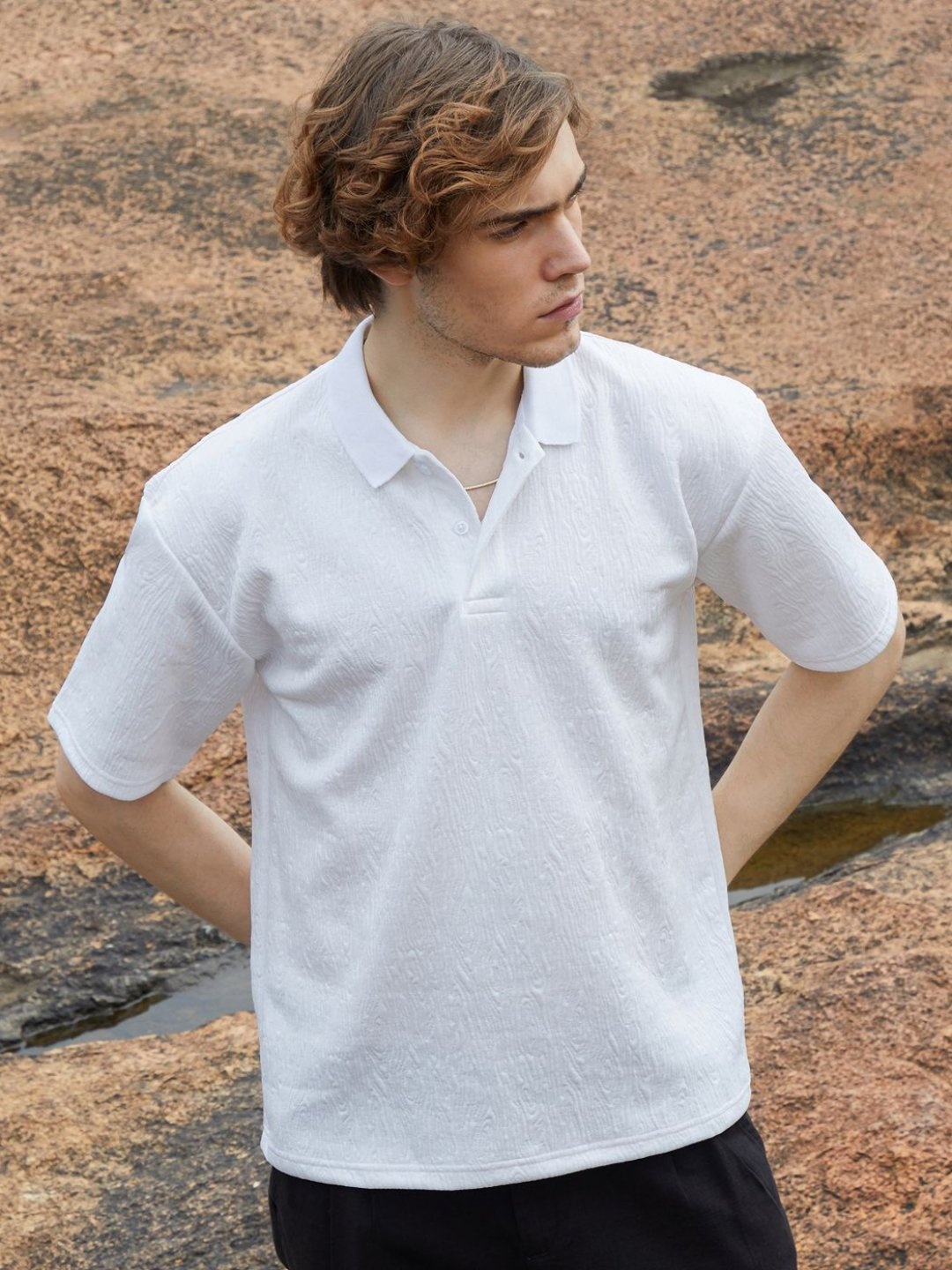 

Campus Sutra Men Polo Collar T-shirt, White