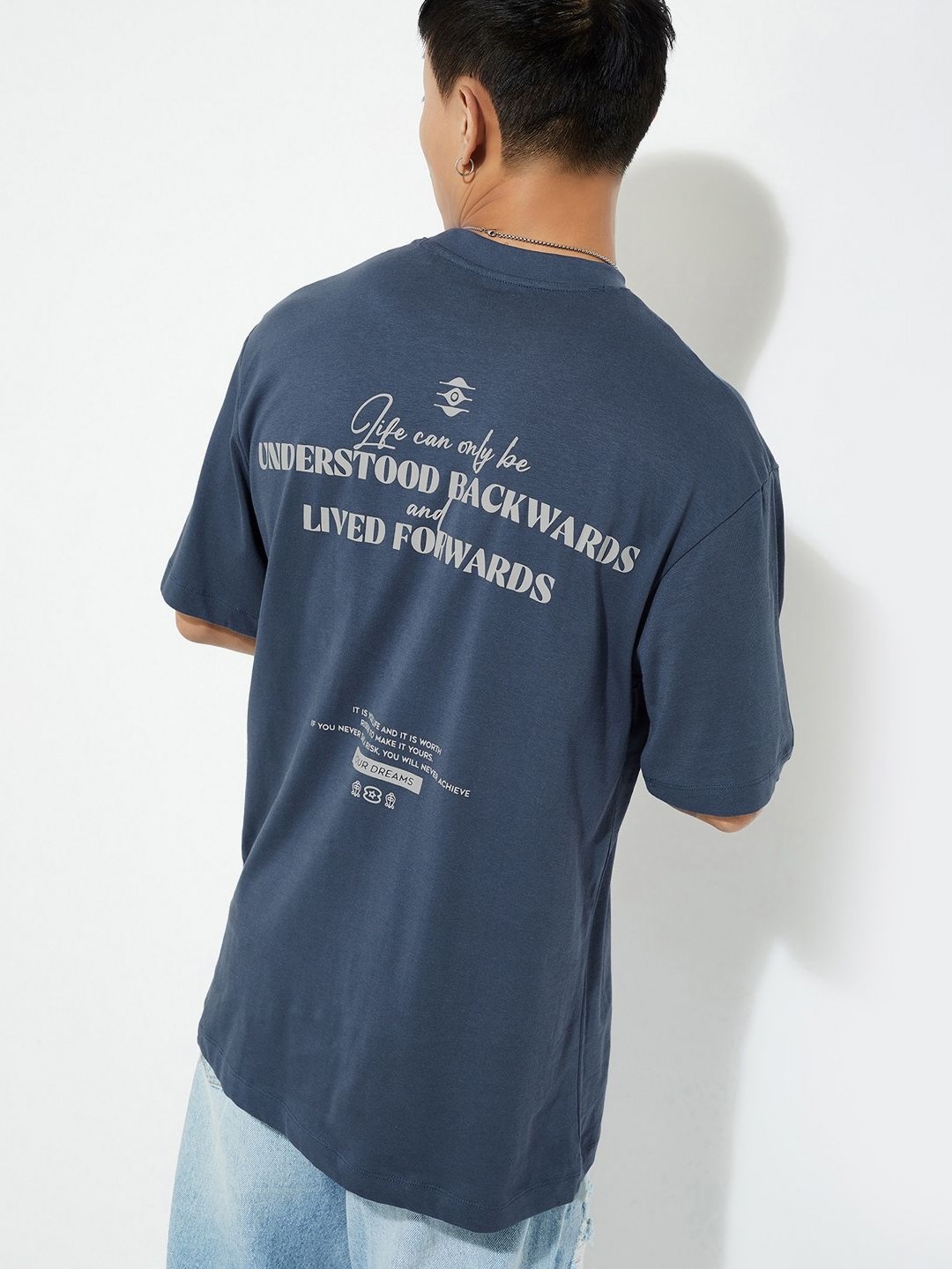 

MAX URB_N Men Back Printed T-shirt, Blue