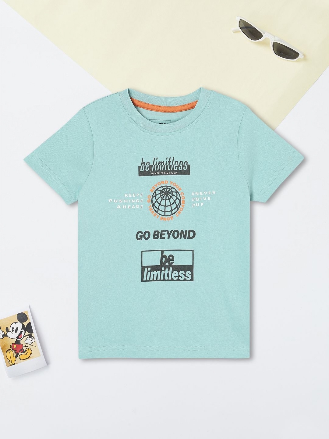 

max Boys Typography Printed Round Neck Cotton T-shirt, Blue