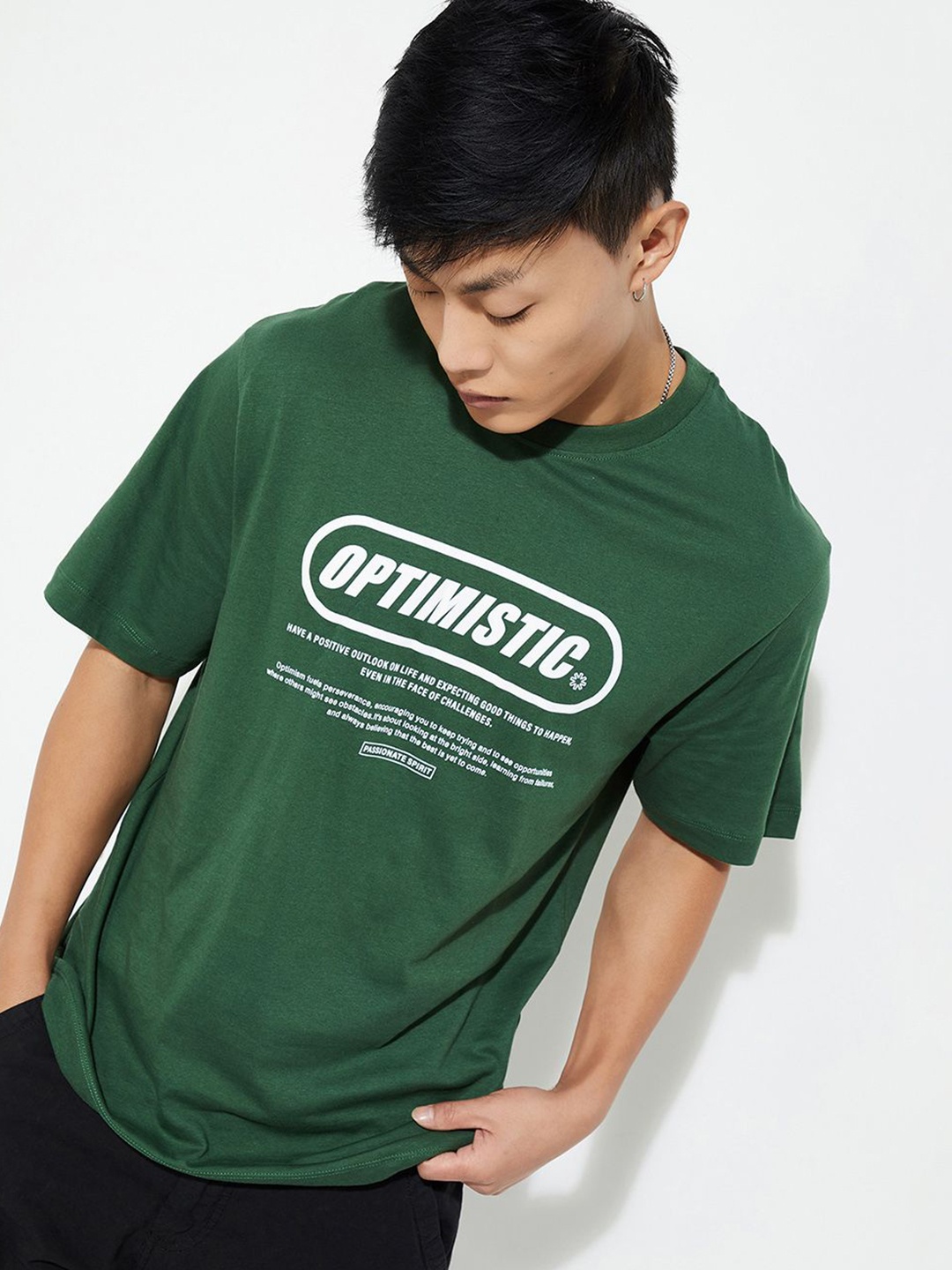 

MAX URB_N Men Typographic Print T-shirt, Green