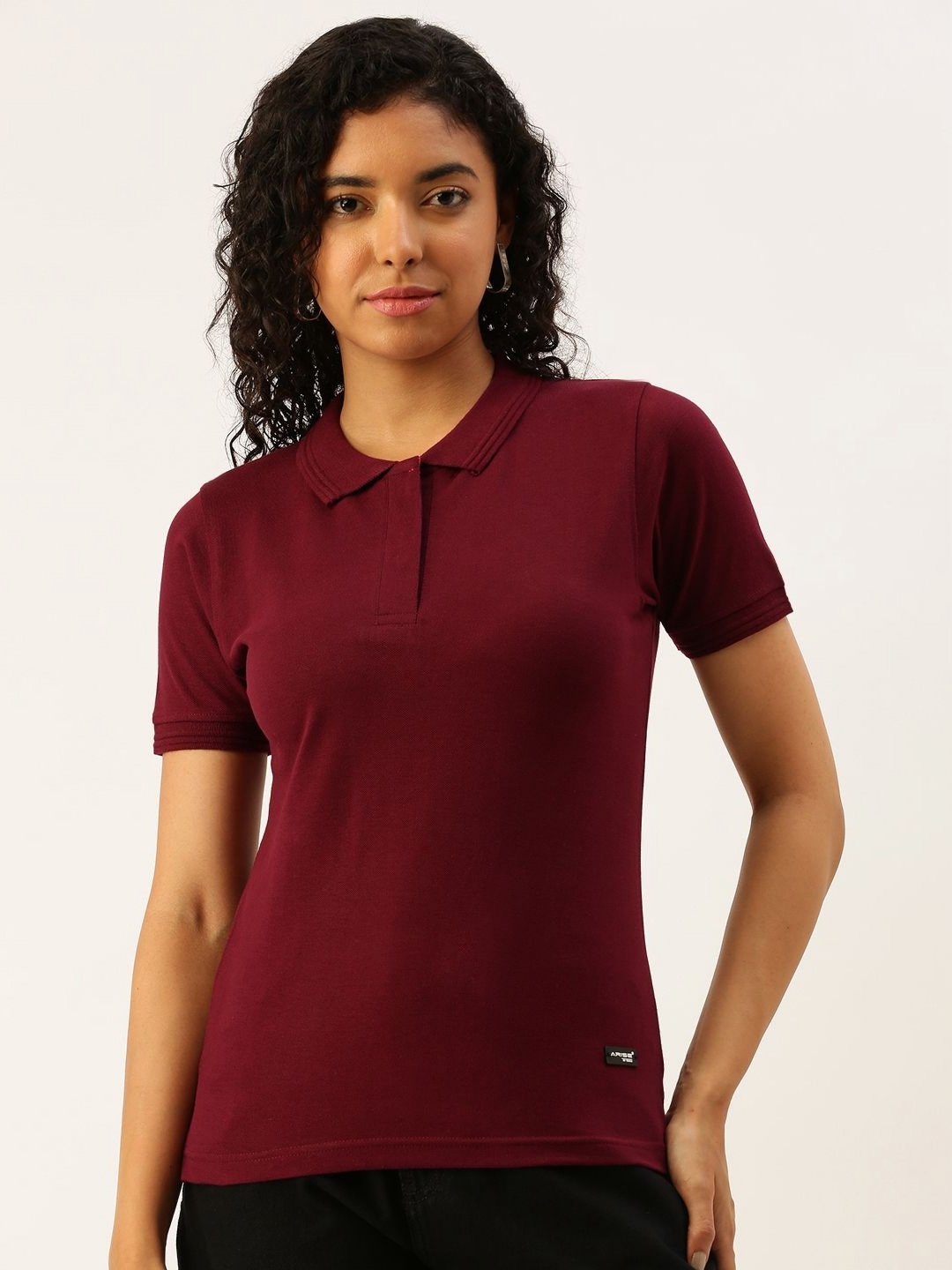

ARISE Women Polo Collar Bio Finish T-shirt, Maroon