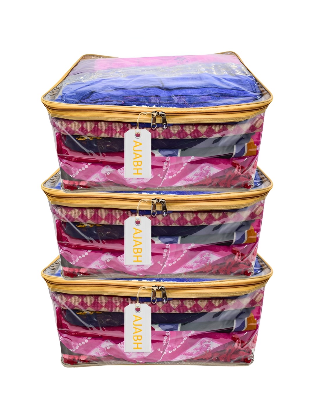 

Ajabh Gold Toned & Transparent 3 Pieces Multi-Utility Organisers