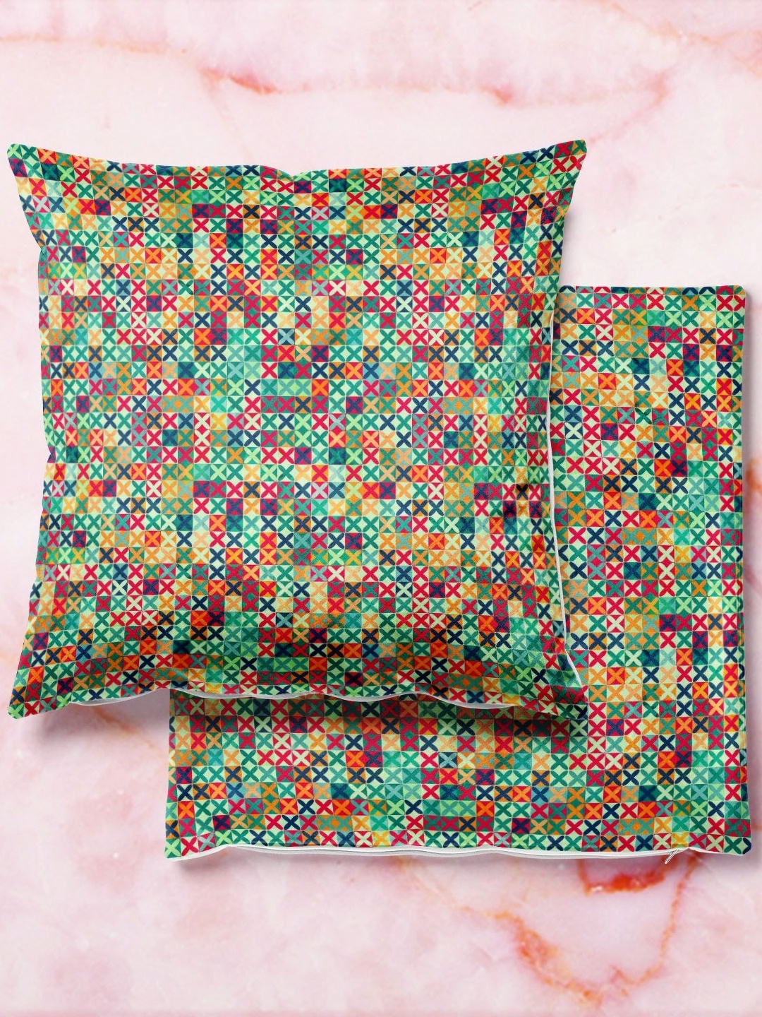 

ArtzFolio Multicoloured Set of 2 Velvet Square Cushion Covers, Multi