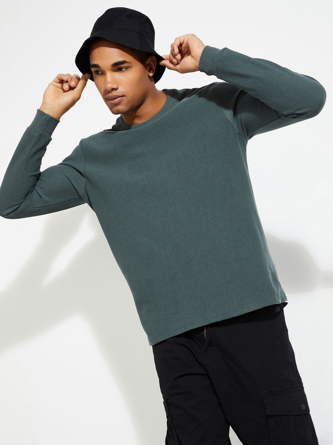 

MAX URB_N Men Ribbed T-shirt, Teal