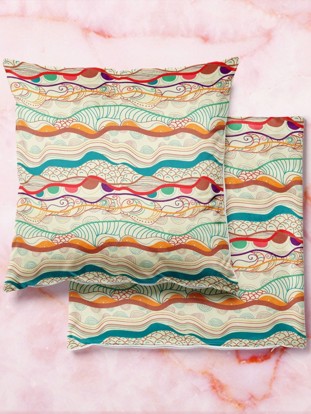 

ArtzFolio Multicoloured Set of 2 Square Cushion Covers, Multi