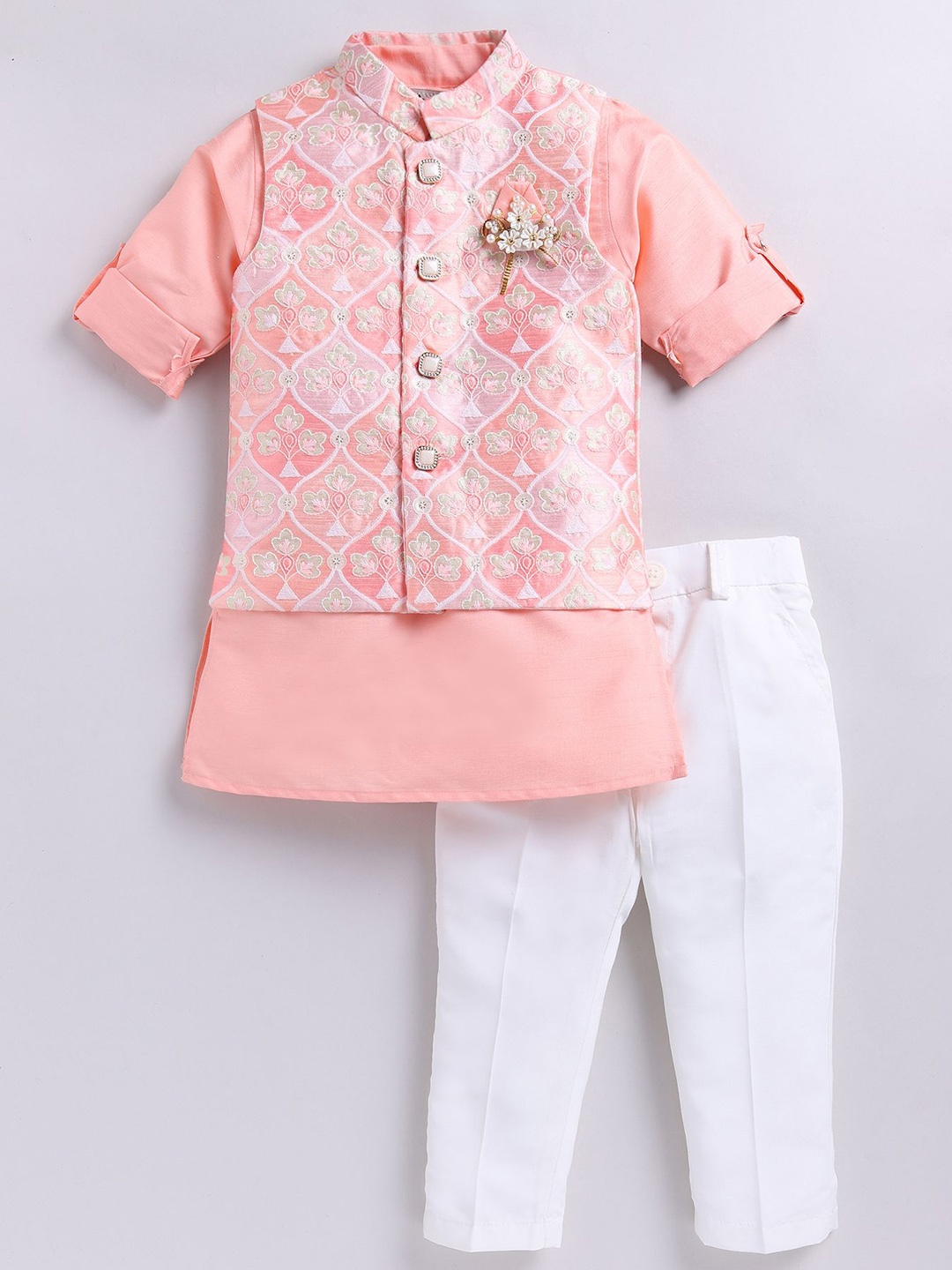 

Little Collars Boys Nehru Jacket Kurta & Pajama Set, Peach