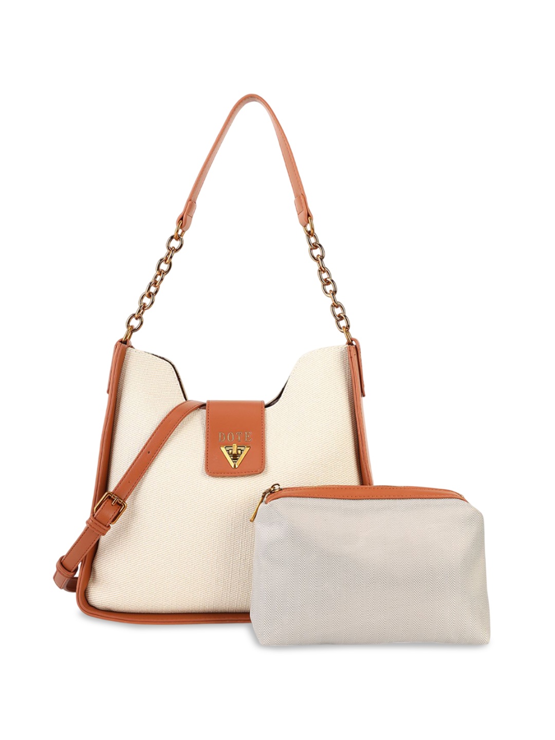 

DOTE PU Structured Shoulder Bag, Beige