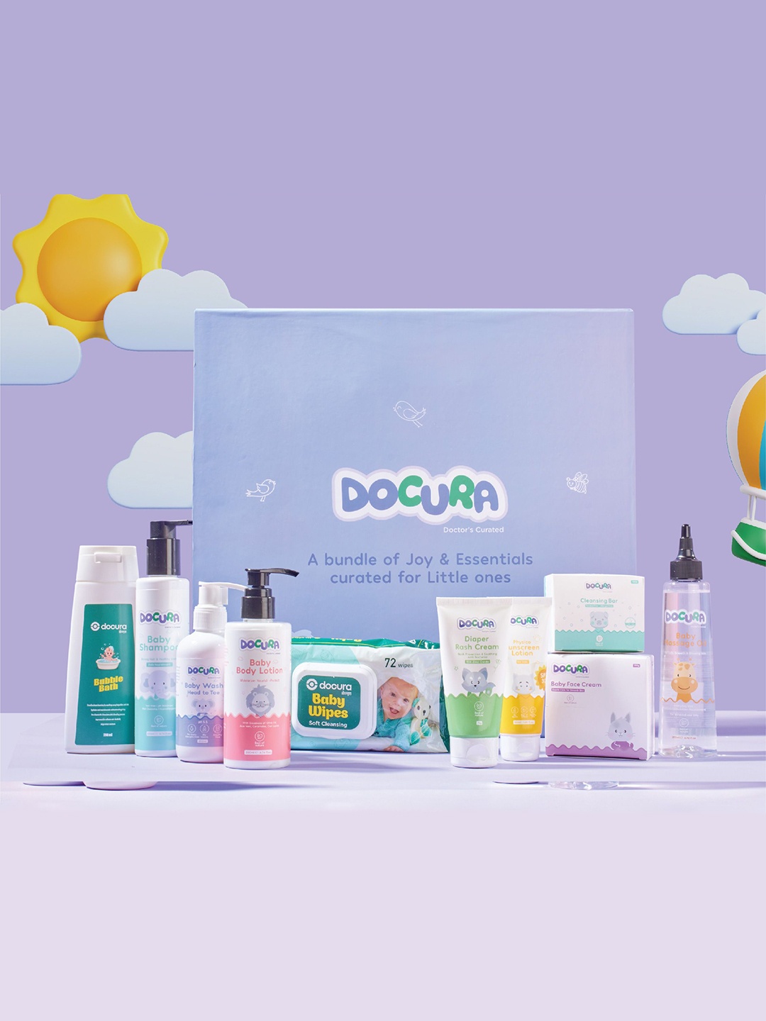 

DOCURA Kids Set Of 10 Care Collection Premium Gift Box, Purple