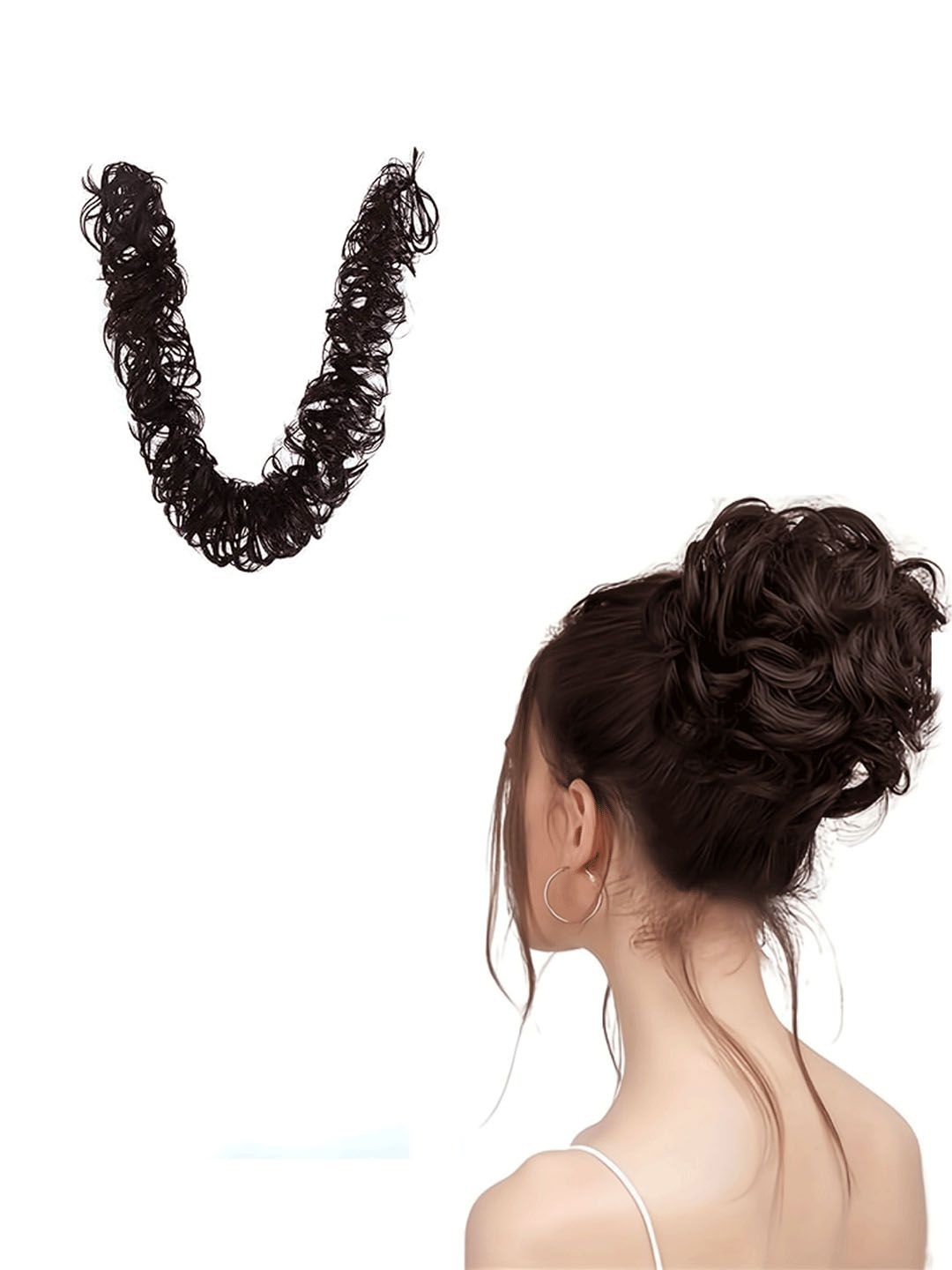 

D-Divine Long Frill Messy Hair Bun Extension - Brown