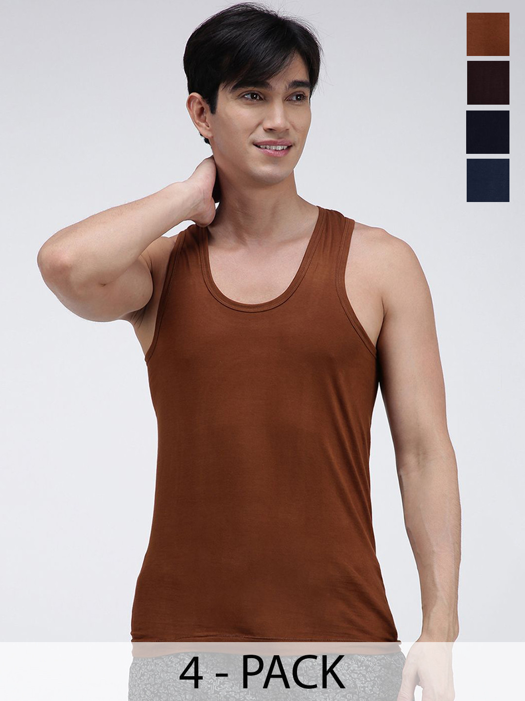 

AMUL COMFY Pack Of 4 Pure Cotton Innerwear Vests - AC-CVESTRN-MULTI-3XL-4PC, Navy blue