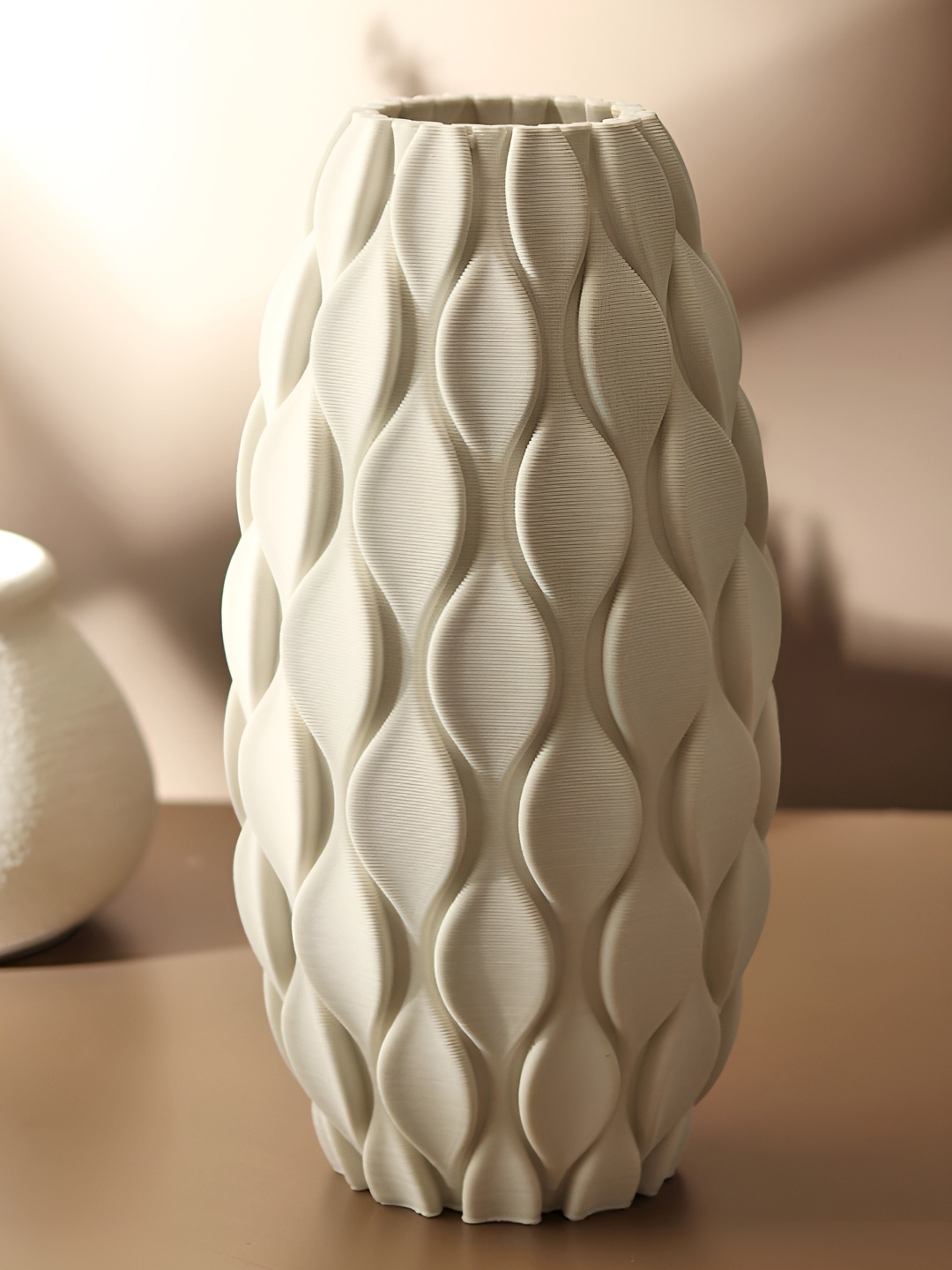 

HABERE INDIA White Textured Ceramic FlowerVases
