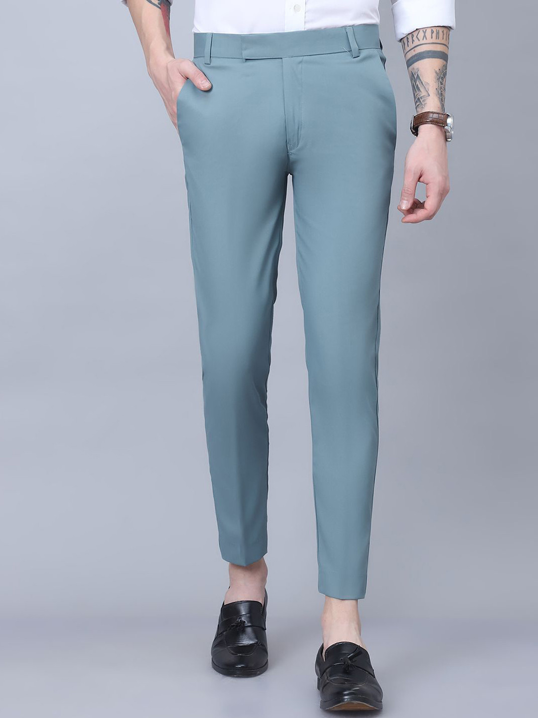 

Tanip Men Easy Wash Trousers, Teal