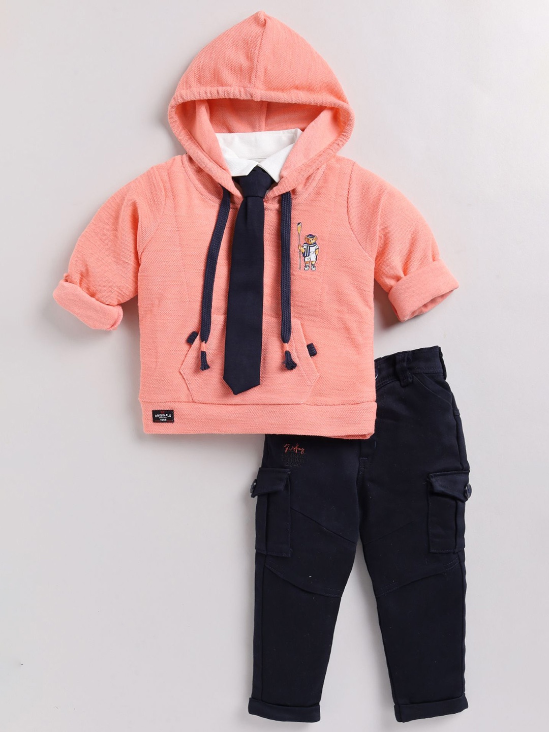 

LITTLE COLLARS Boys Shirt with Trousers, Peach