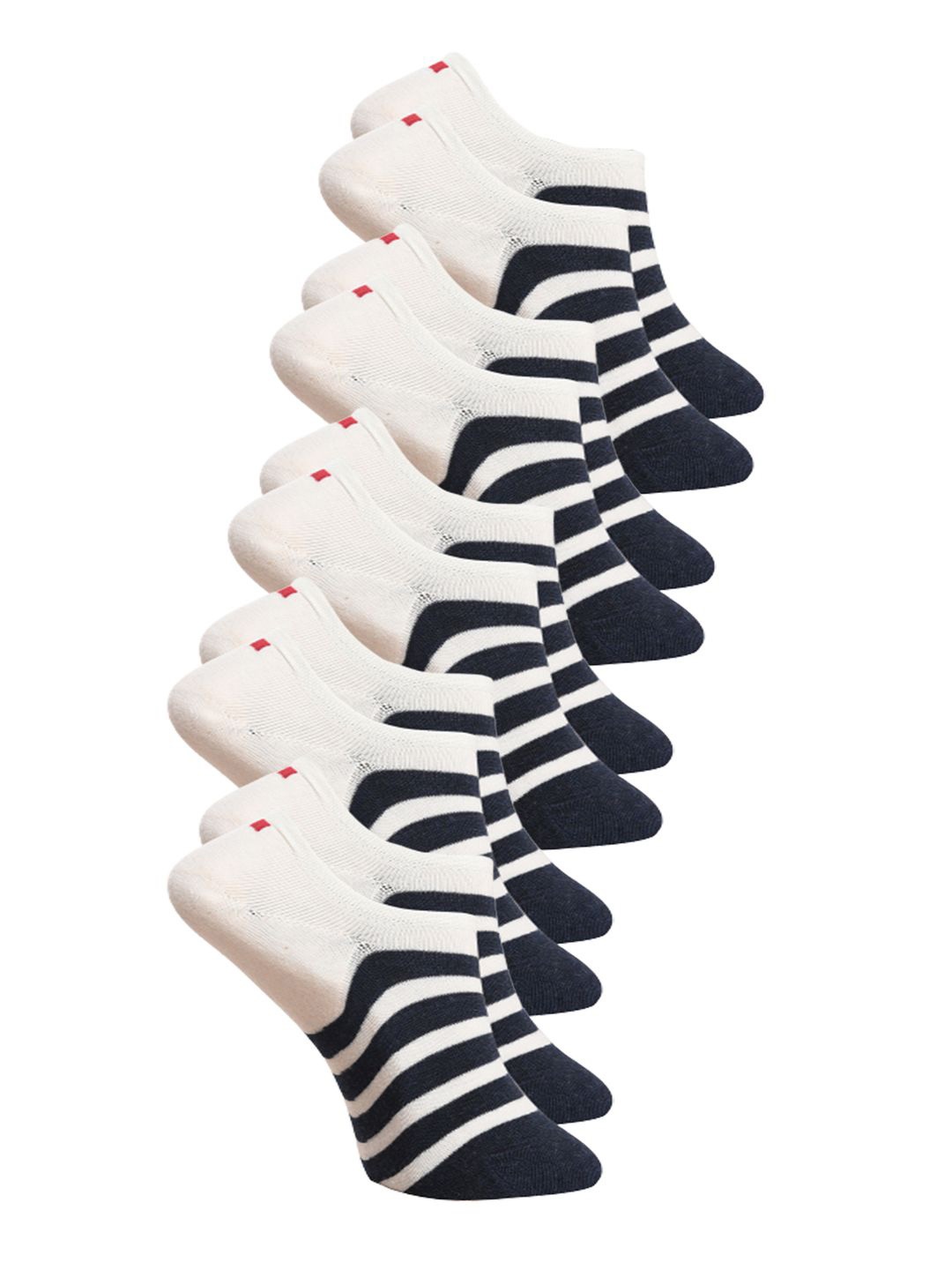 

BAESD Unisex Pack Of 5 Striped Shoe Liners Socks, White
