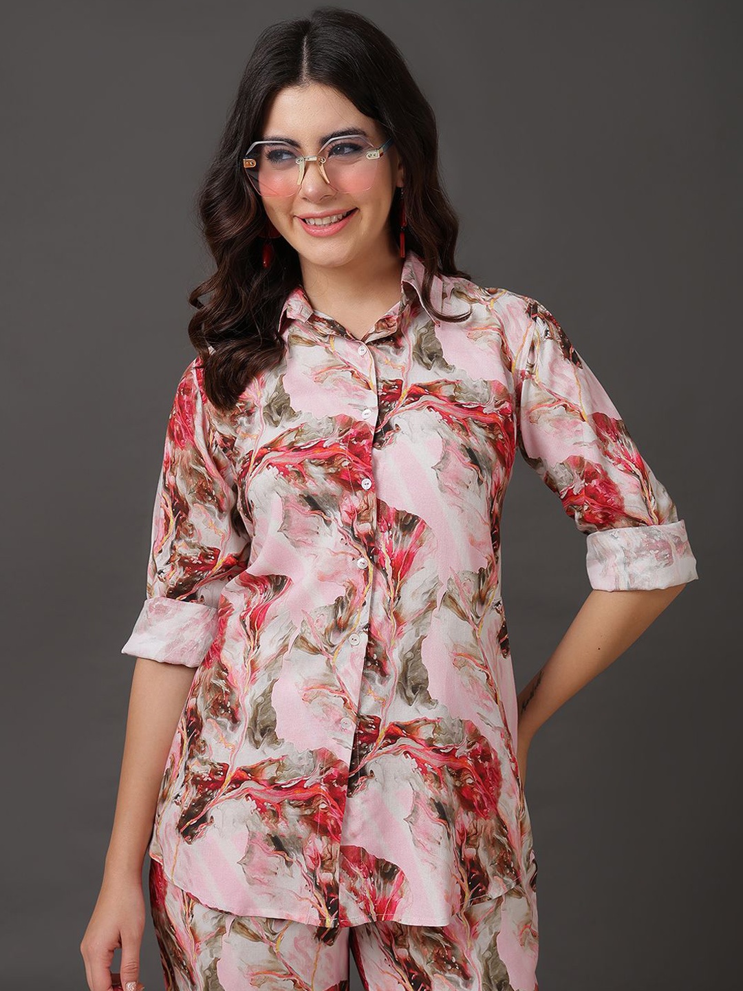 

Anouk Printed Long Sleeves Shirt With Trouser, Pink