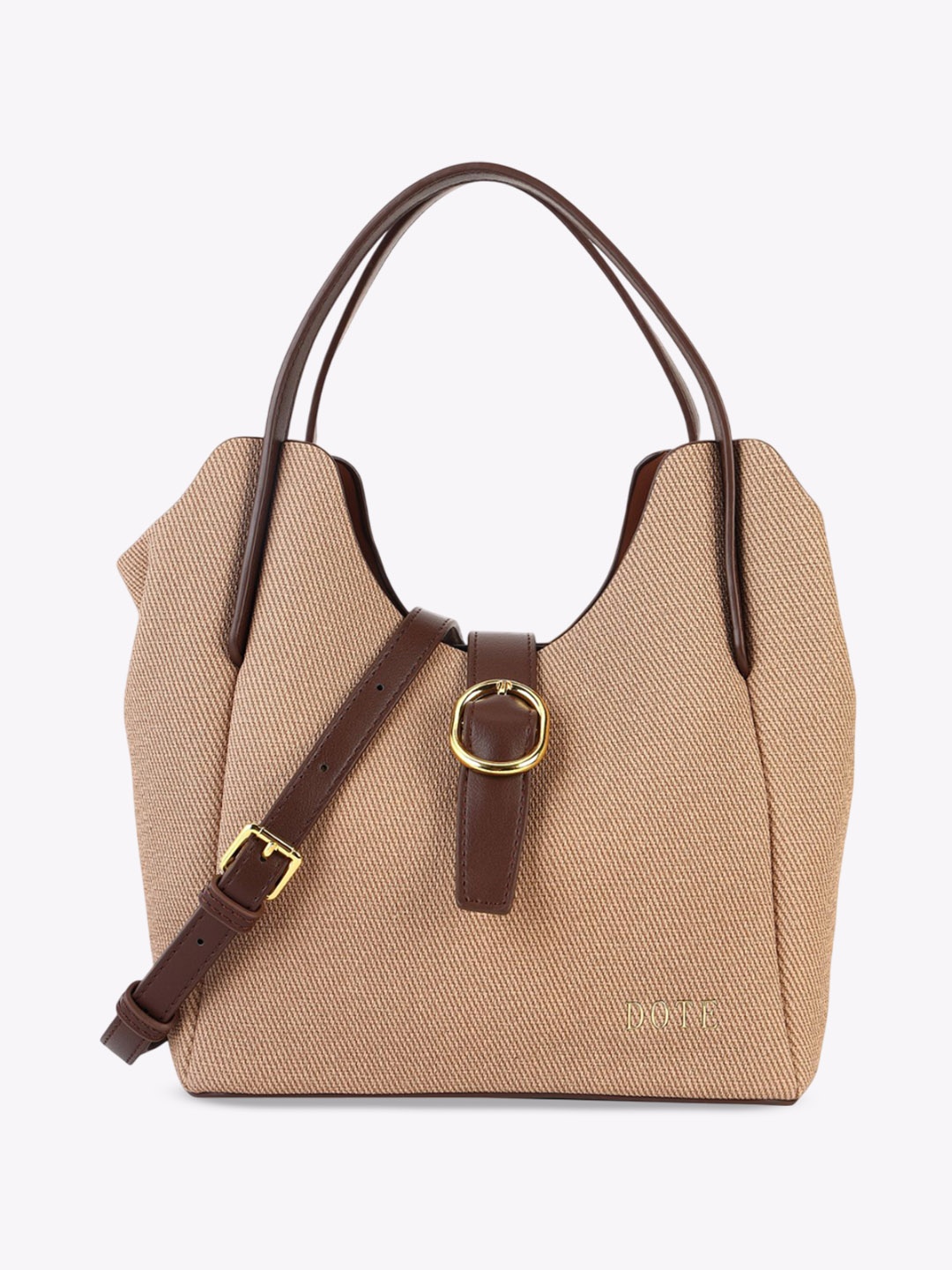 

DOTE PU Structured Shoulder Bag, Beige