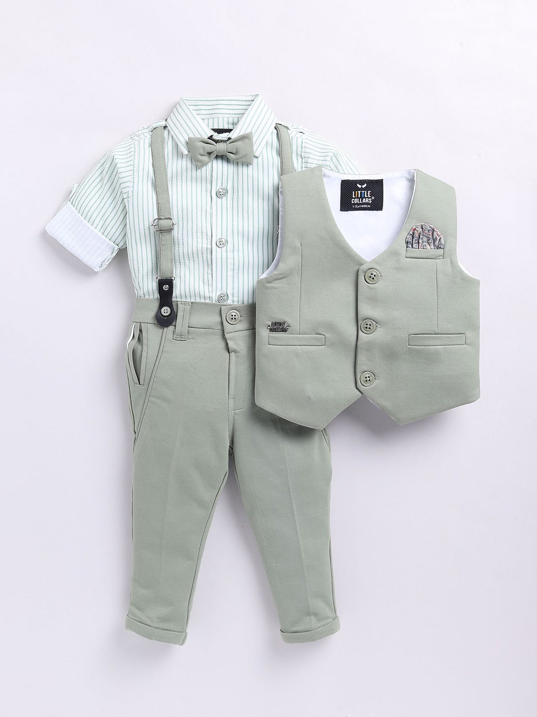 

Little Collars 5pc Jacket Suspender Set, Green