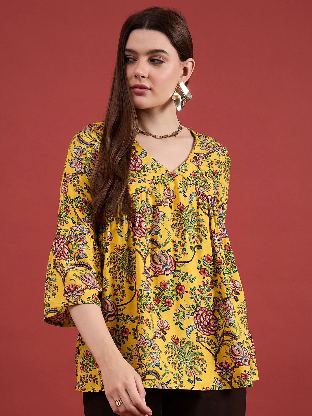 

all about you Floral Top, Mustard