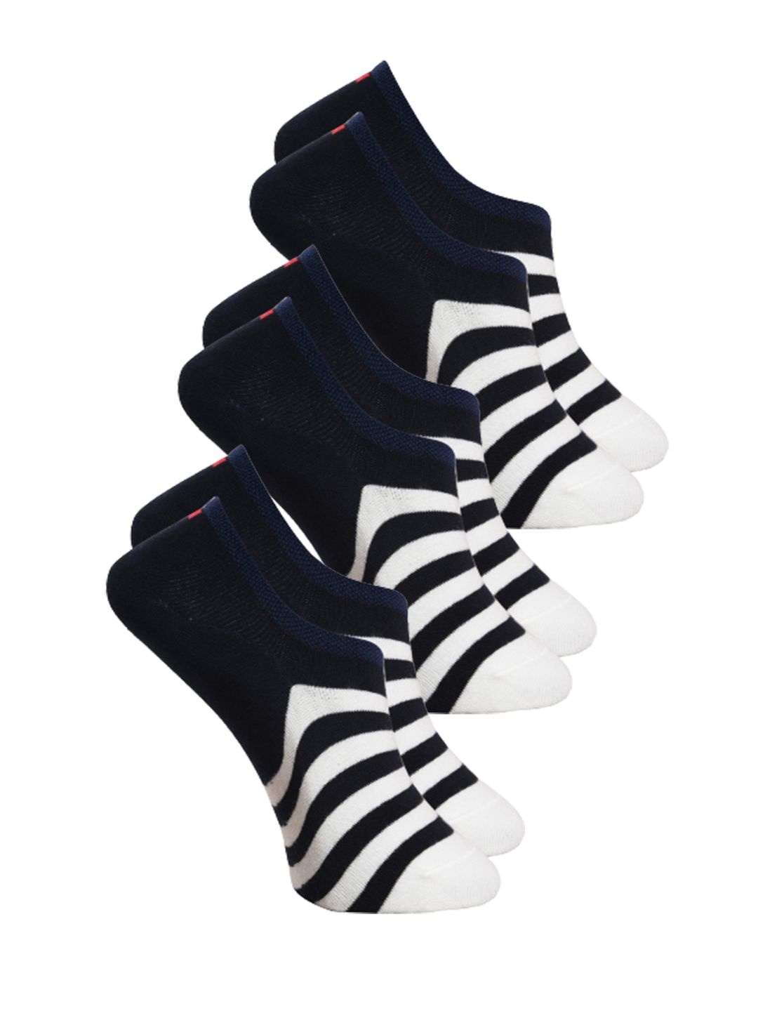 

BAESD Unisex Pack Of 3 Striped Shoe Liner Socks, Navy blue