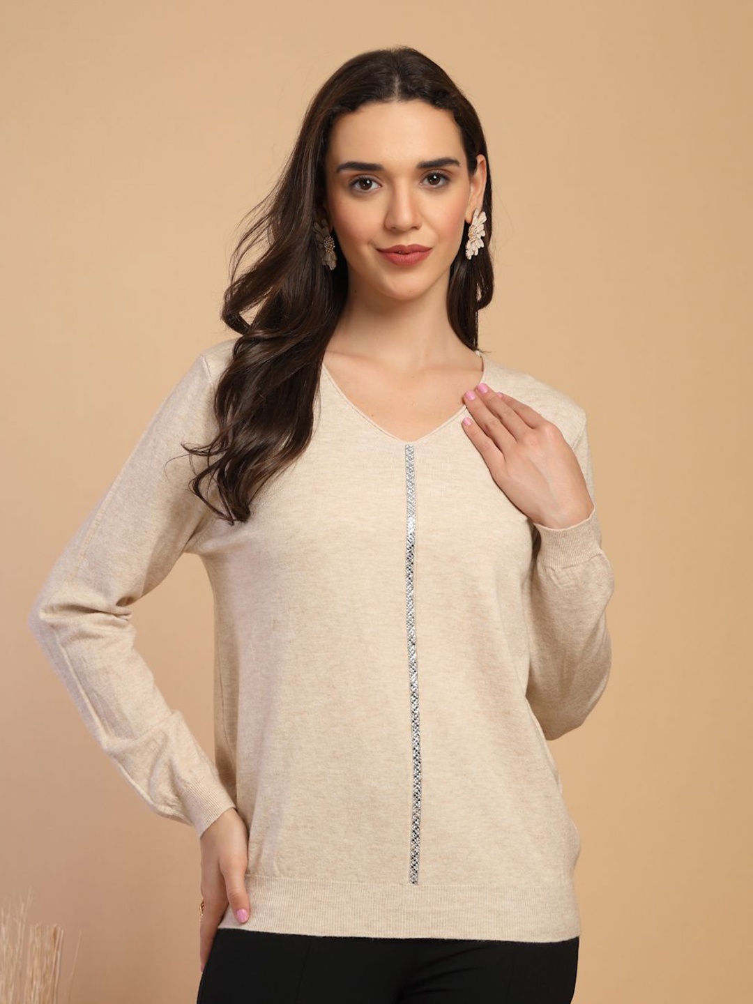 

Gipsy Women V-Neck Pullover Sweater, Khaki