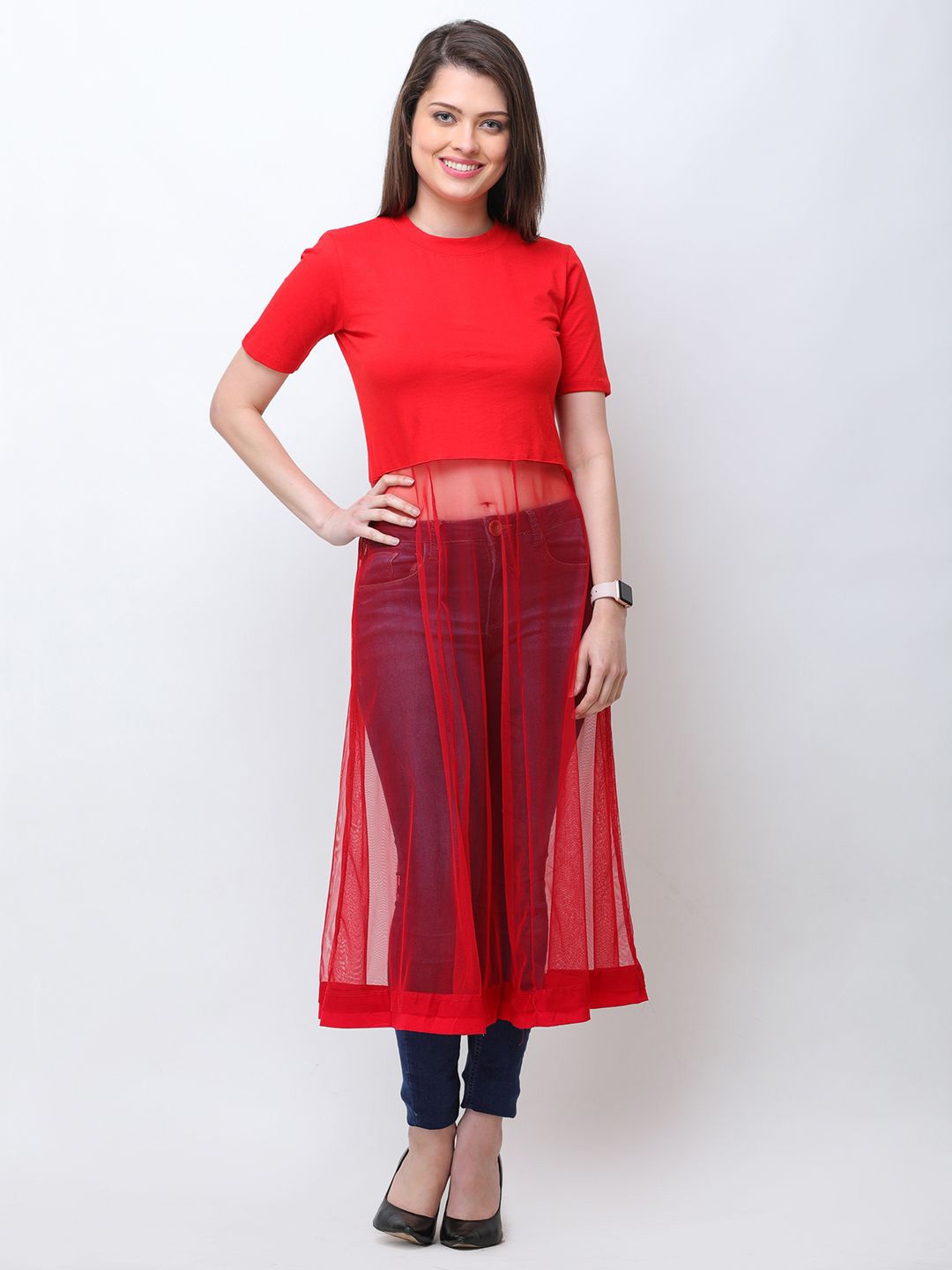 

BAESD Net Maxi Longline Top, Red