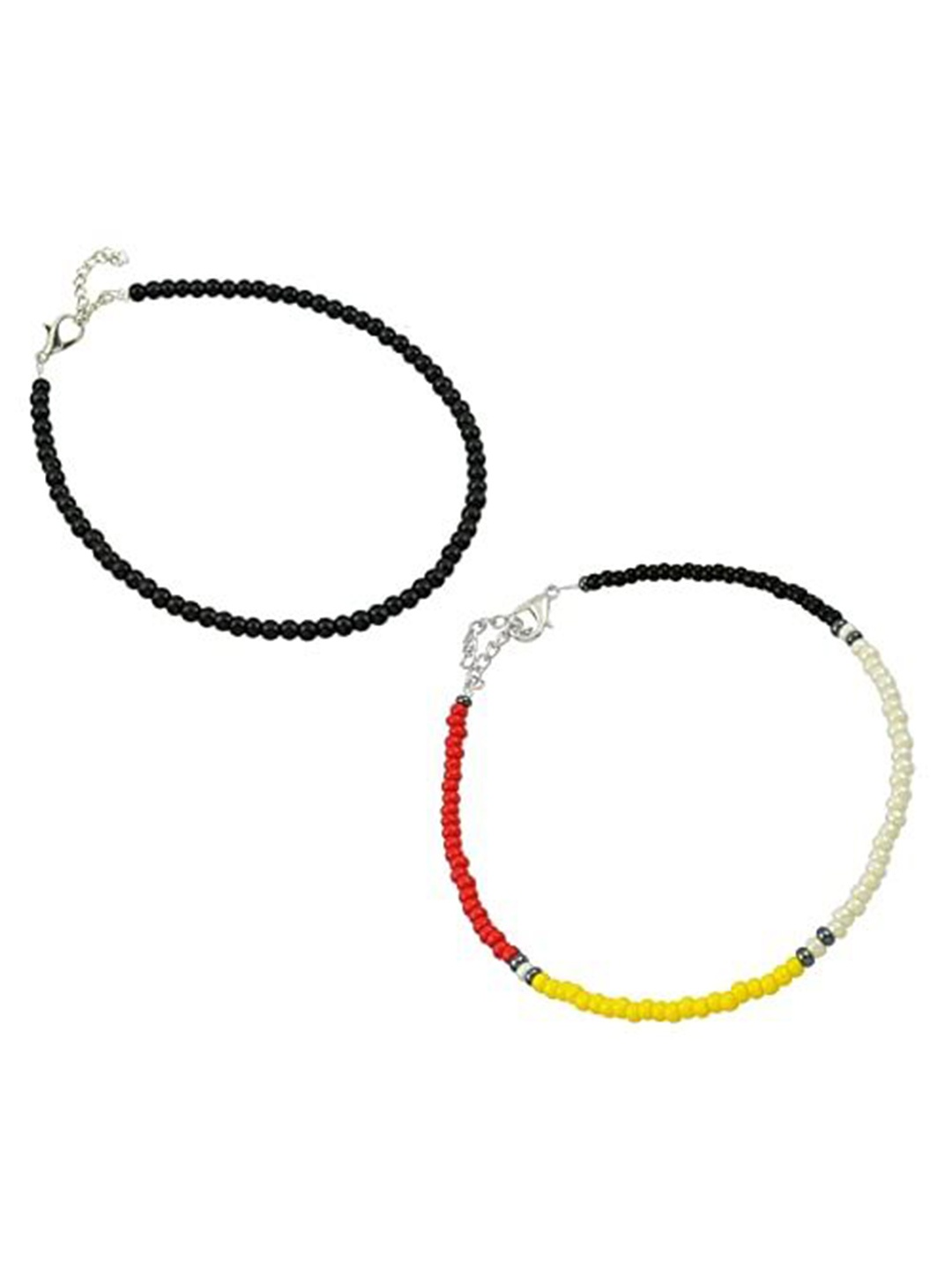 

HIGH TRENDZ Pack Of 2 Beaded Anklets, Silver