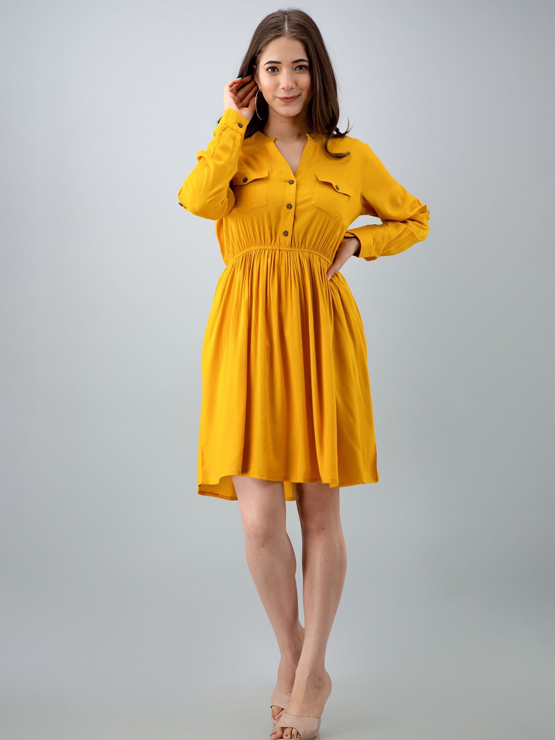 

all about you Fit & Flare Dress, Yellow