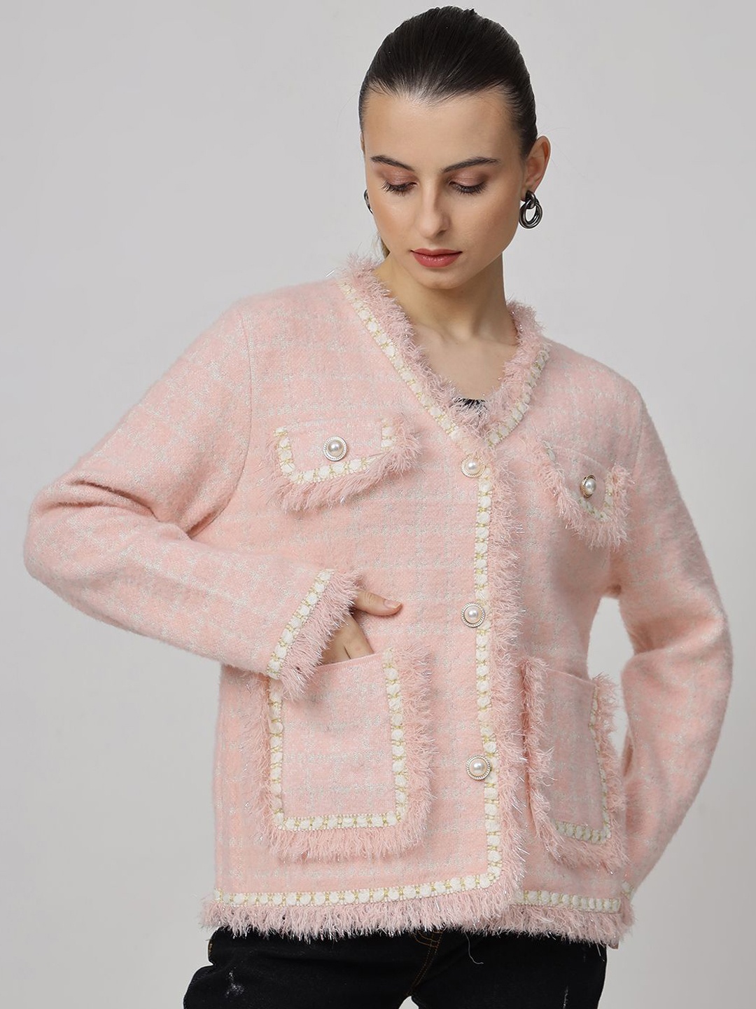 

Ziva Fashion Woollen Single-Breasted Overcoat, Pink