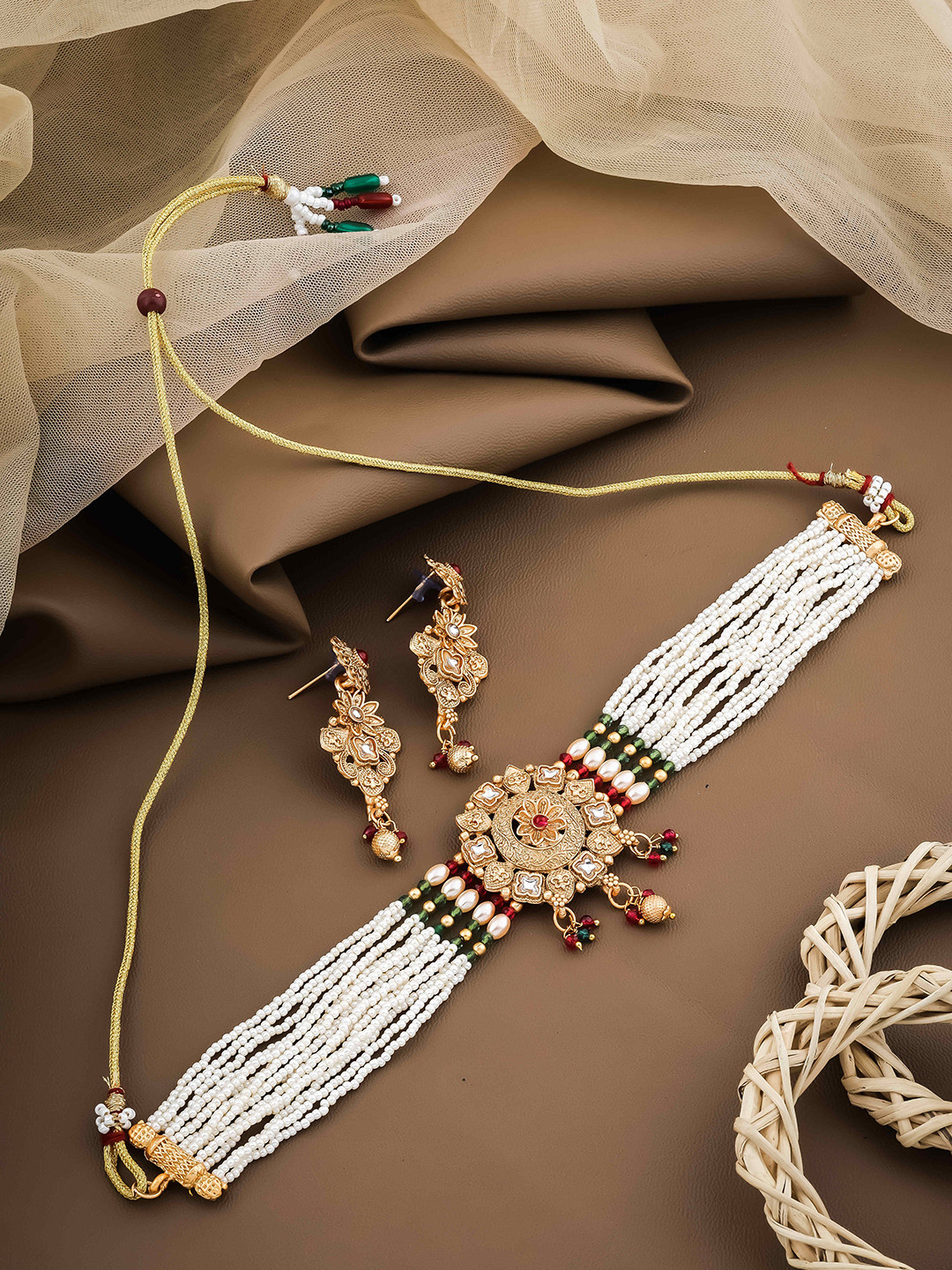 

Wynona Gold-Plated Stone-Studded & Beaded Jewellery Set