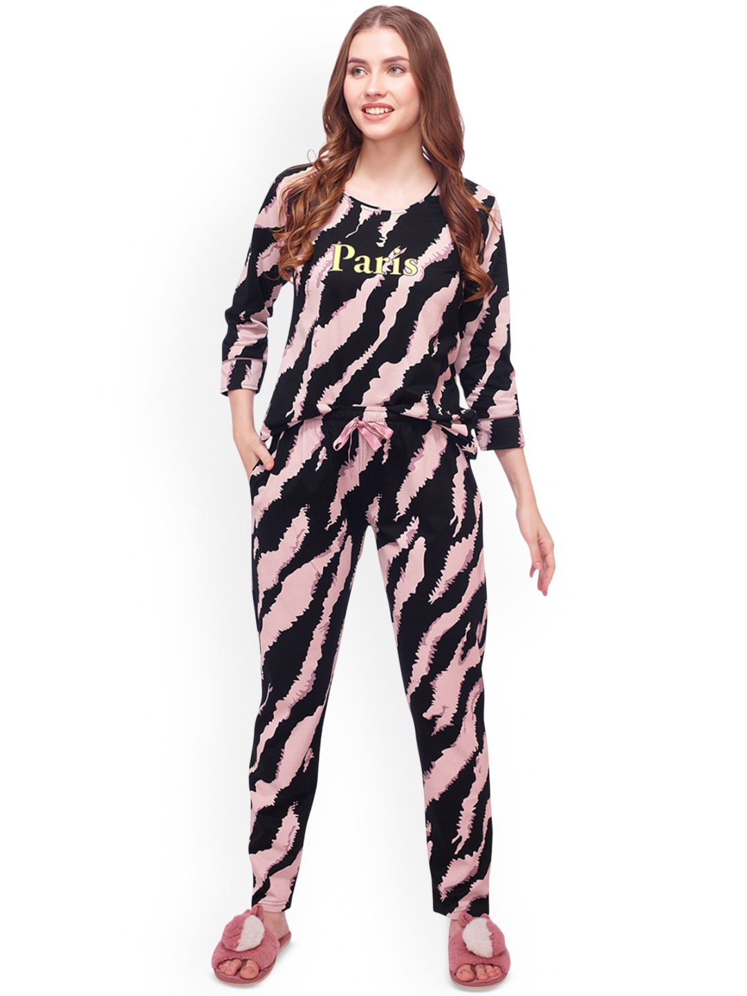 

Lotik Women Printed Night suit, Pink