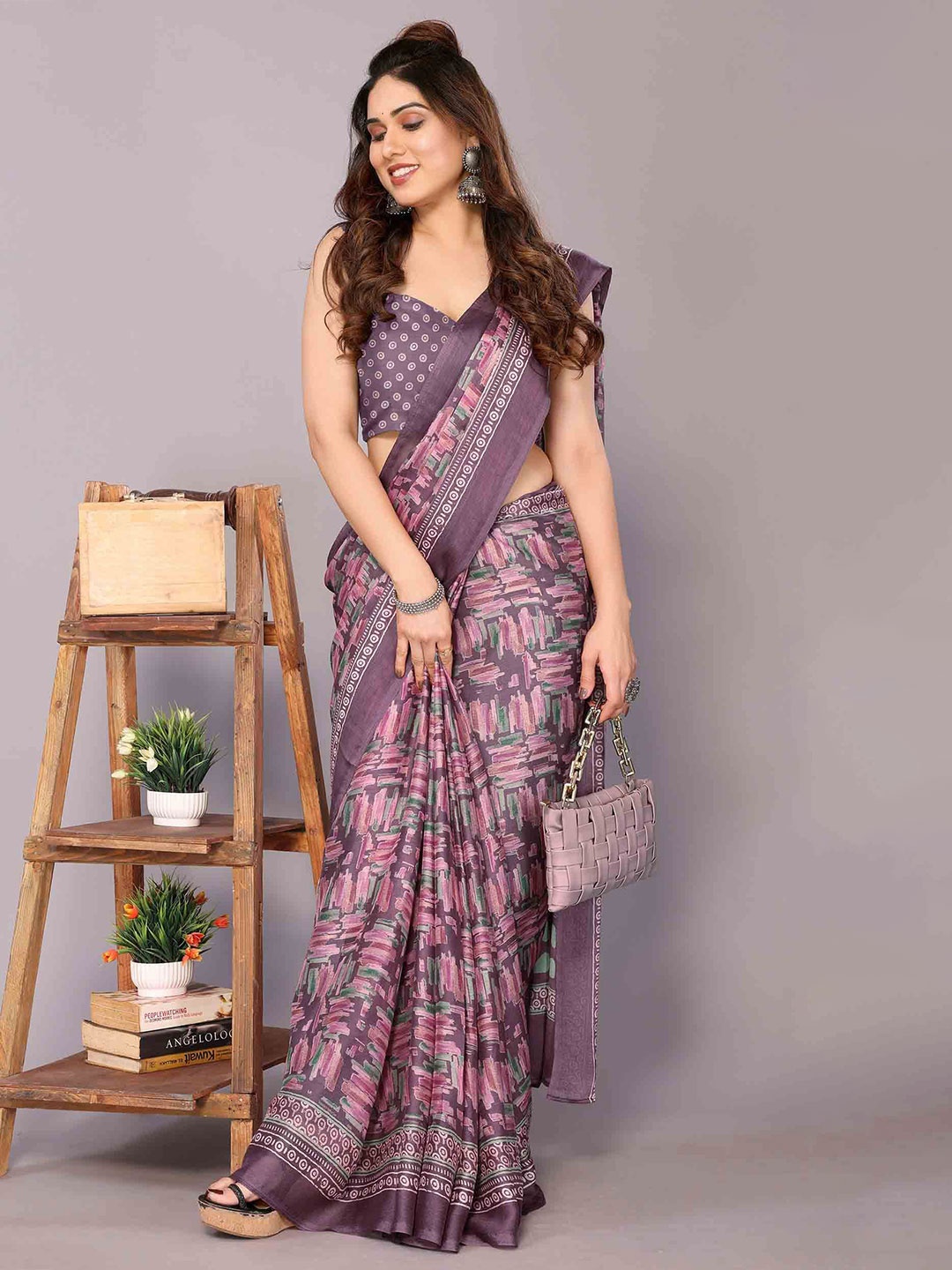 

KALINI Poly Chiffon Saree, Lavender