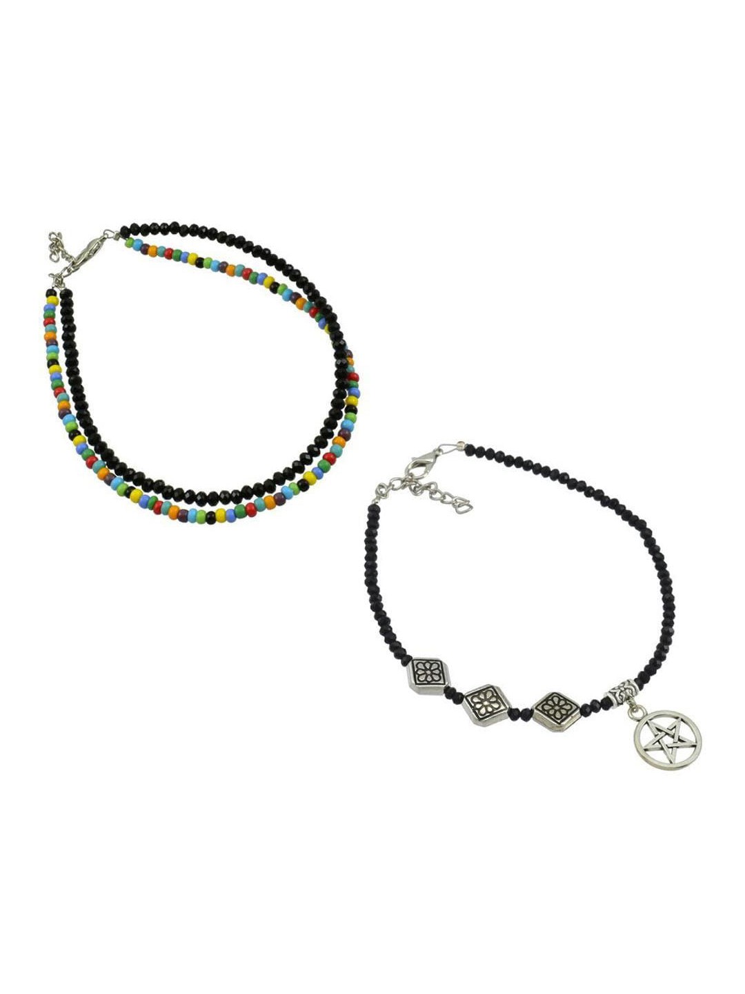 

HIGH TRENDZ Set of 2 Beaded Anklet, Black