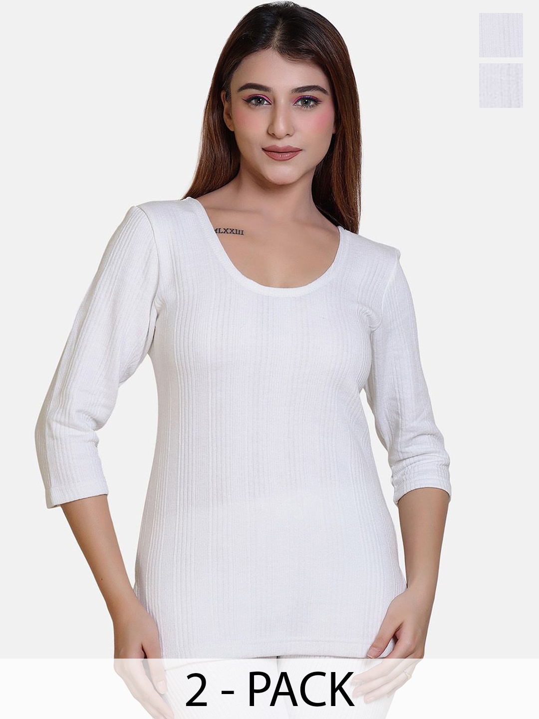 

Divine Girl Pack Of 2 Thermal Top, White