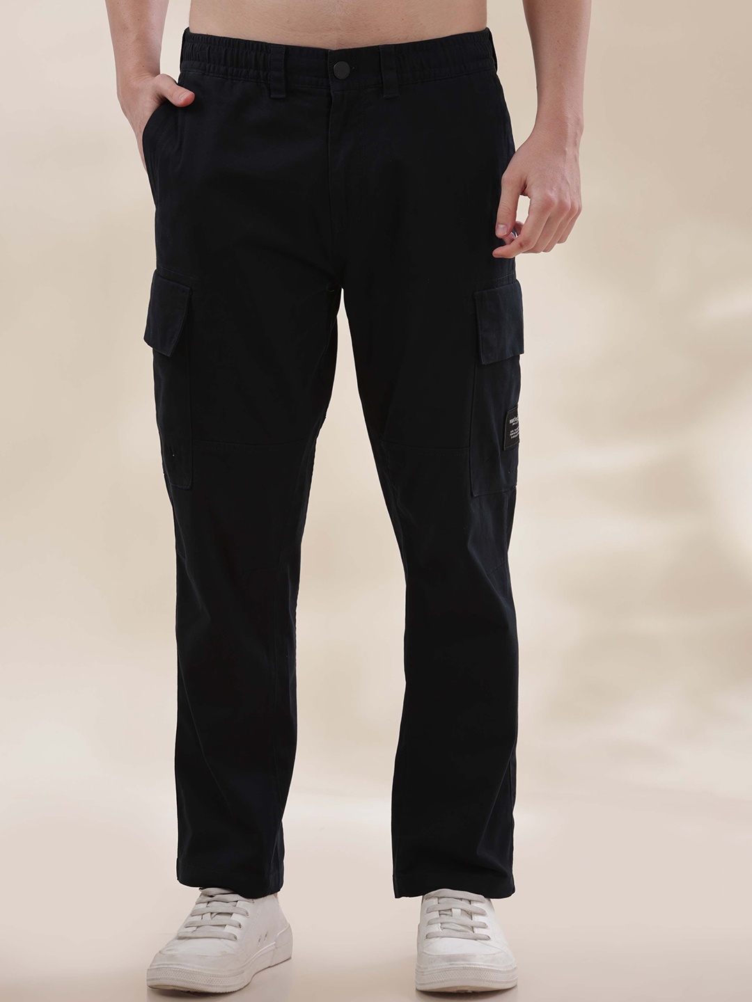 

HERE&NOW Men Slim Fit Cargos Trousers, Navy blue