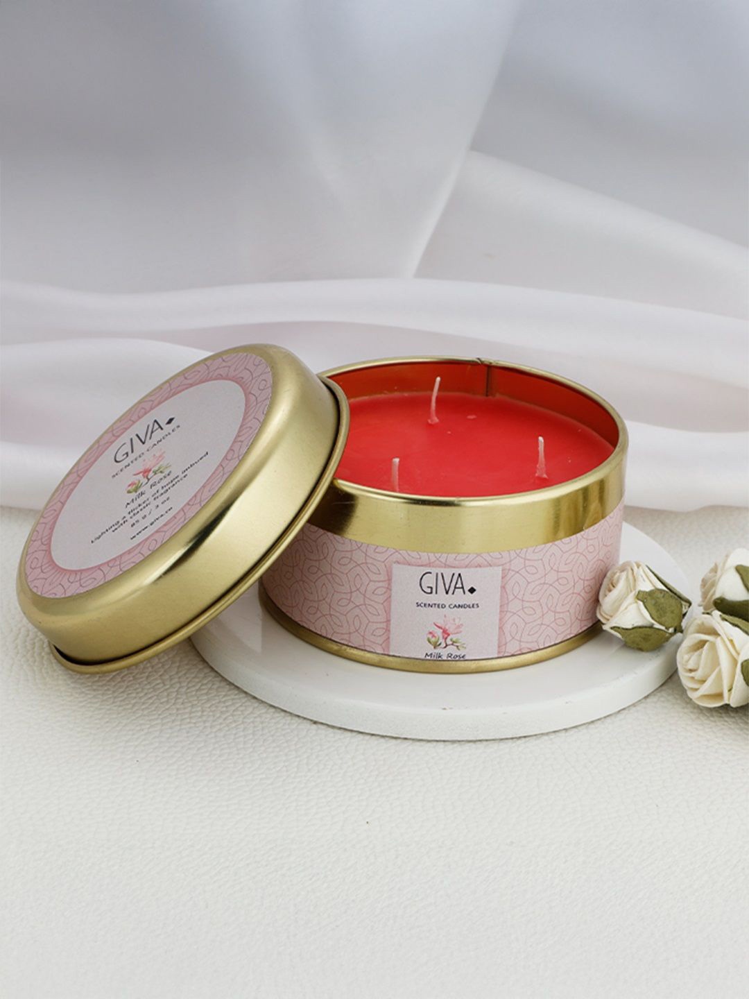 

GIVA Rose Colored & Gold Toned Milk Rose Scented Jar Candle