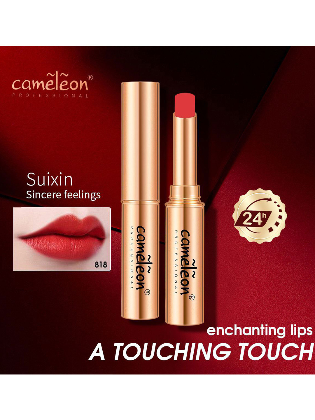 

Cameleon Non Transfer Waterproof Lipstick 4 g - Shade 818, Orange