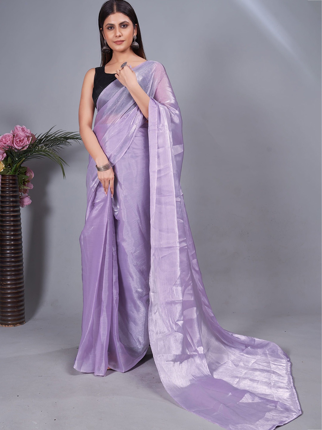 

KAYOMMI Pure Crepe Ready to Wear Saree, Purple