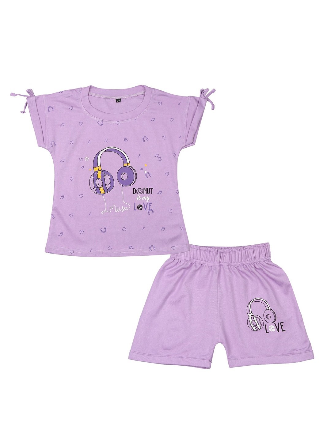 

Arshia Fashions Girls Printed Top with Shorts, Purple