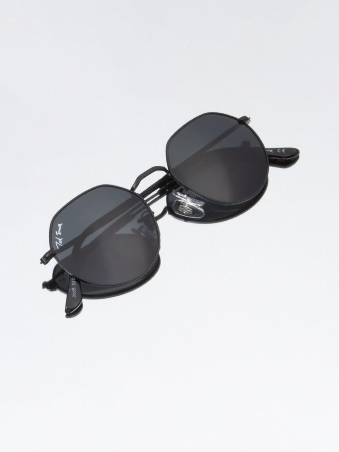 

Ted Smith Unisex Round Sunglasses with UV Protected Lens, Black