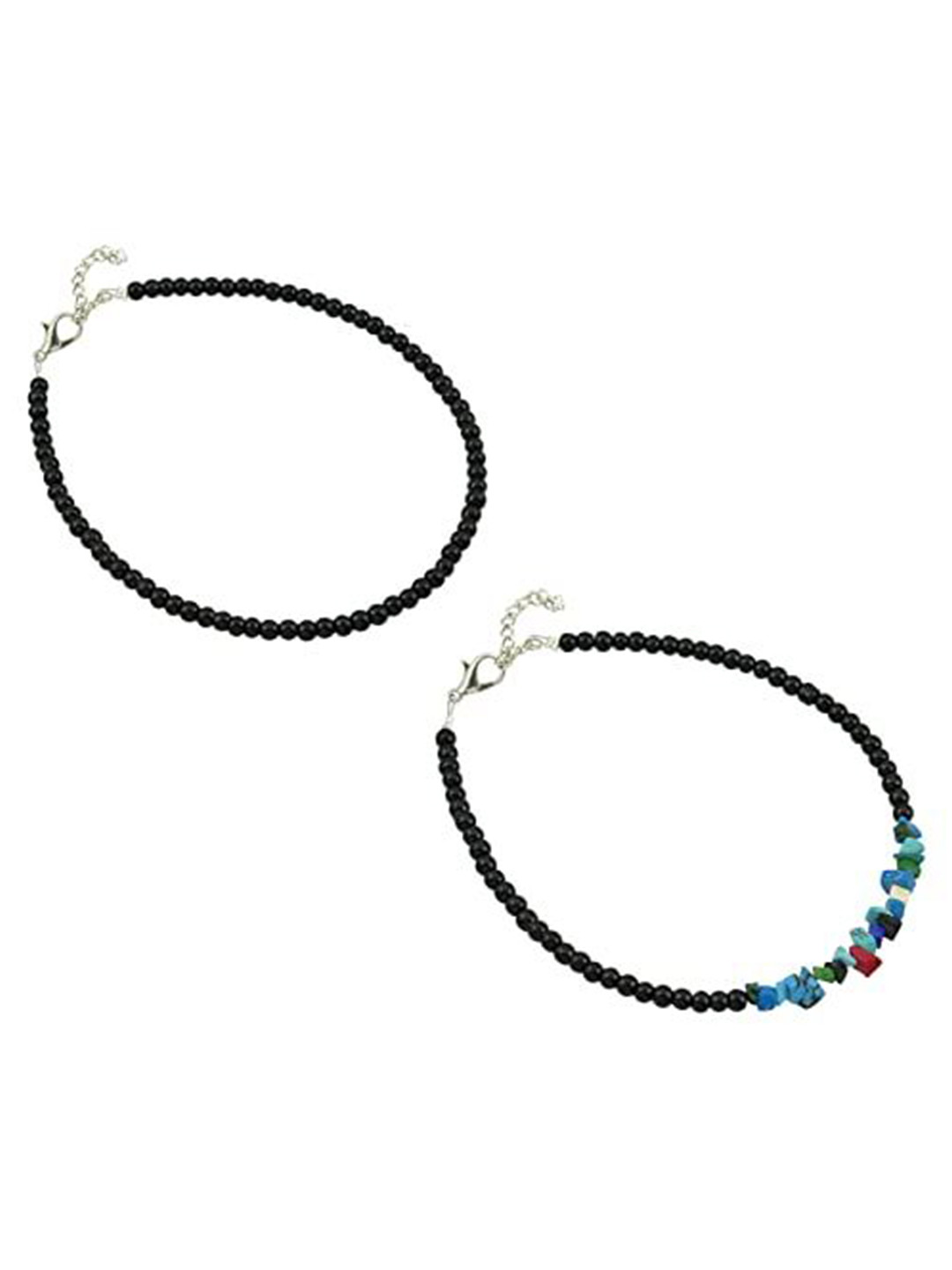 

HIGH TRENDZ Set of 2 Beaded Anklet, Black