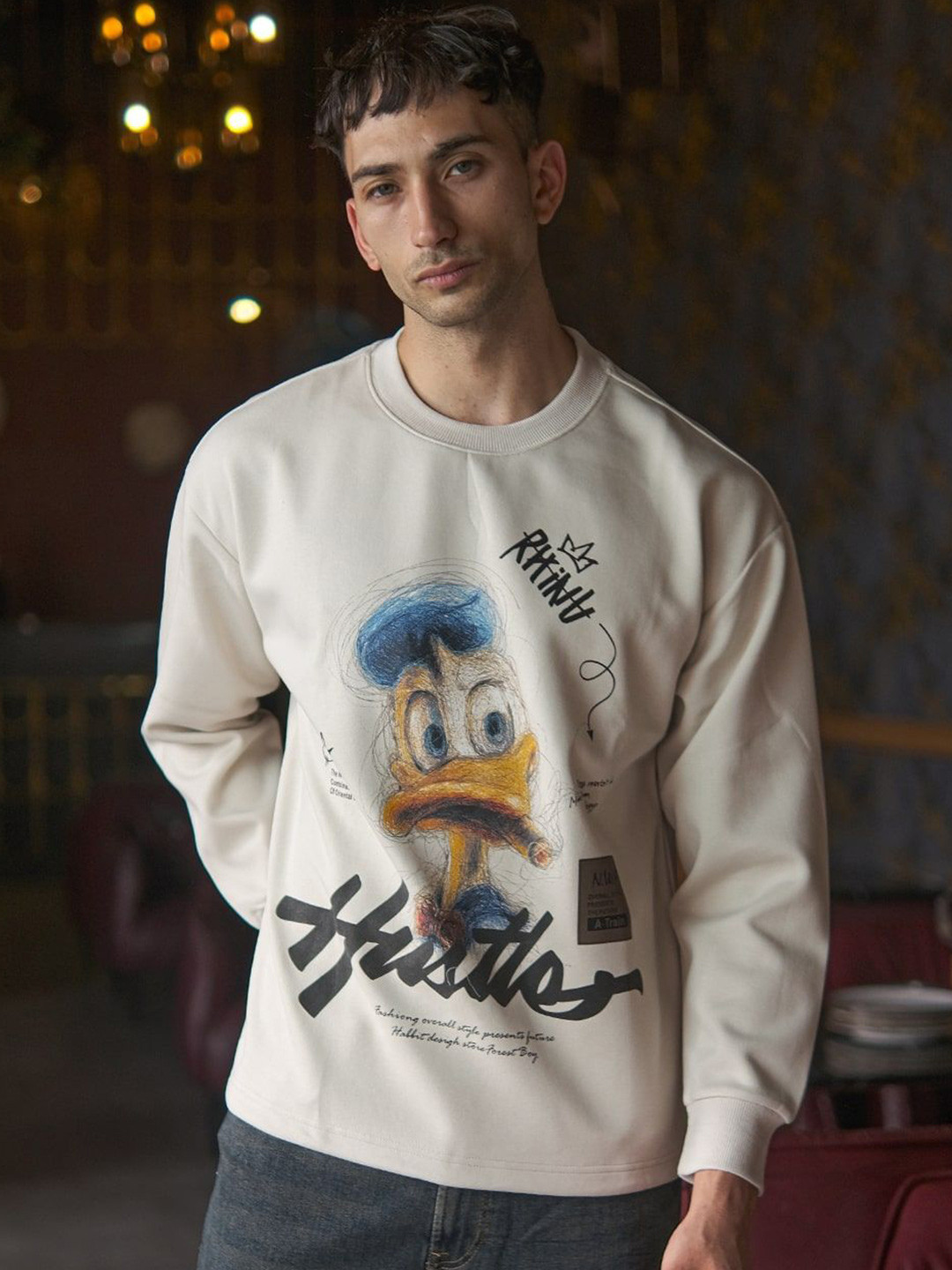 

ODETTE Men Printed Sweatshirt, Off white